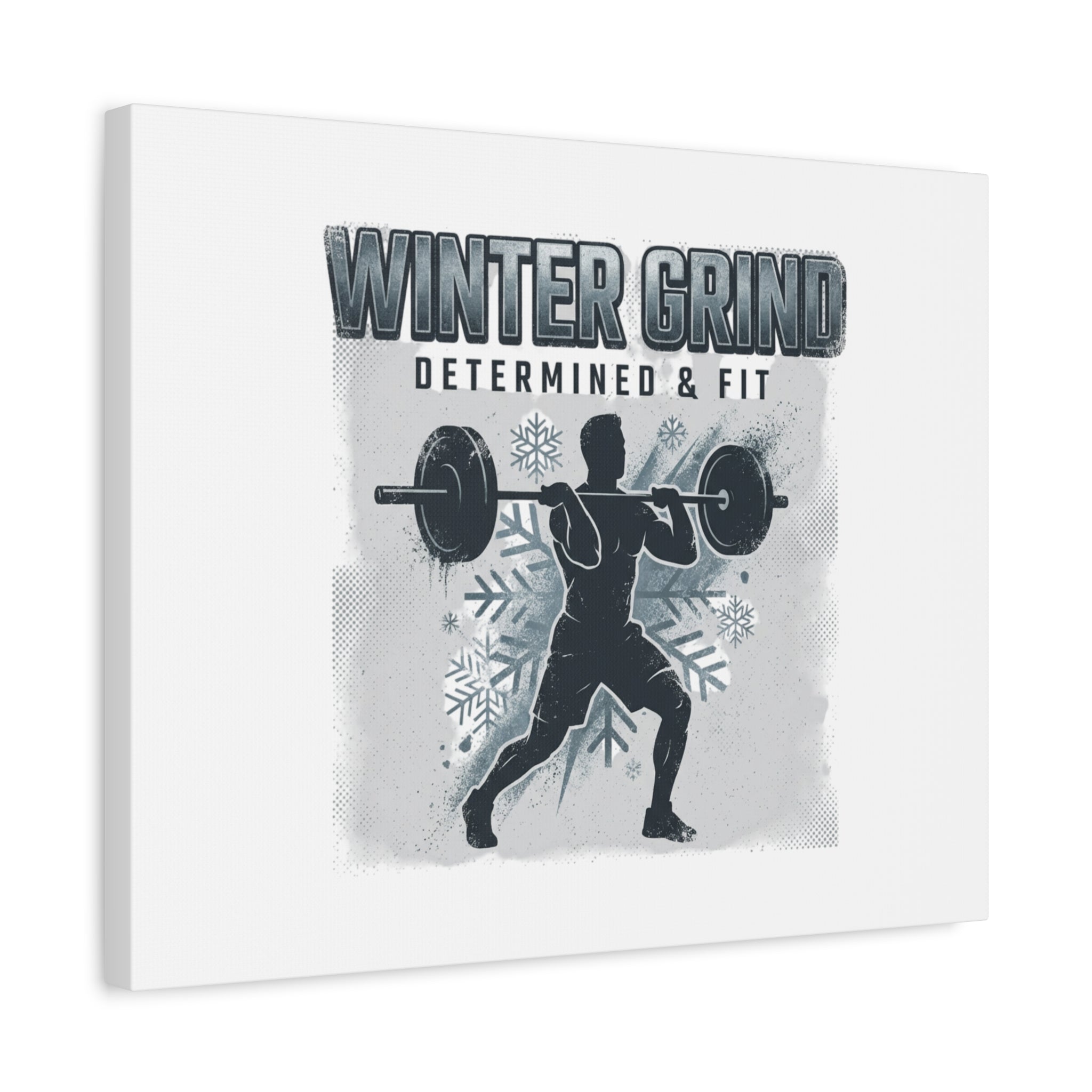 Winter Grind Barbell Canvas | Motivational Gym Art, Winter Workout Decor