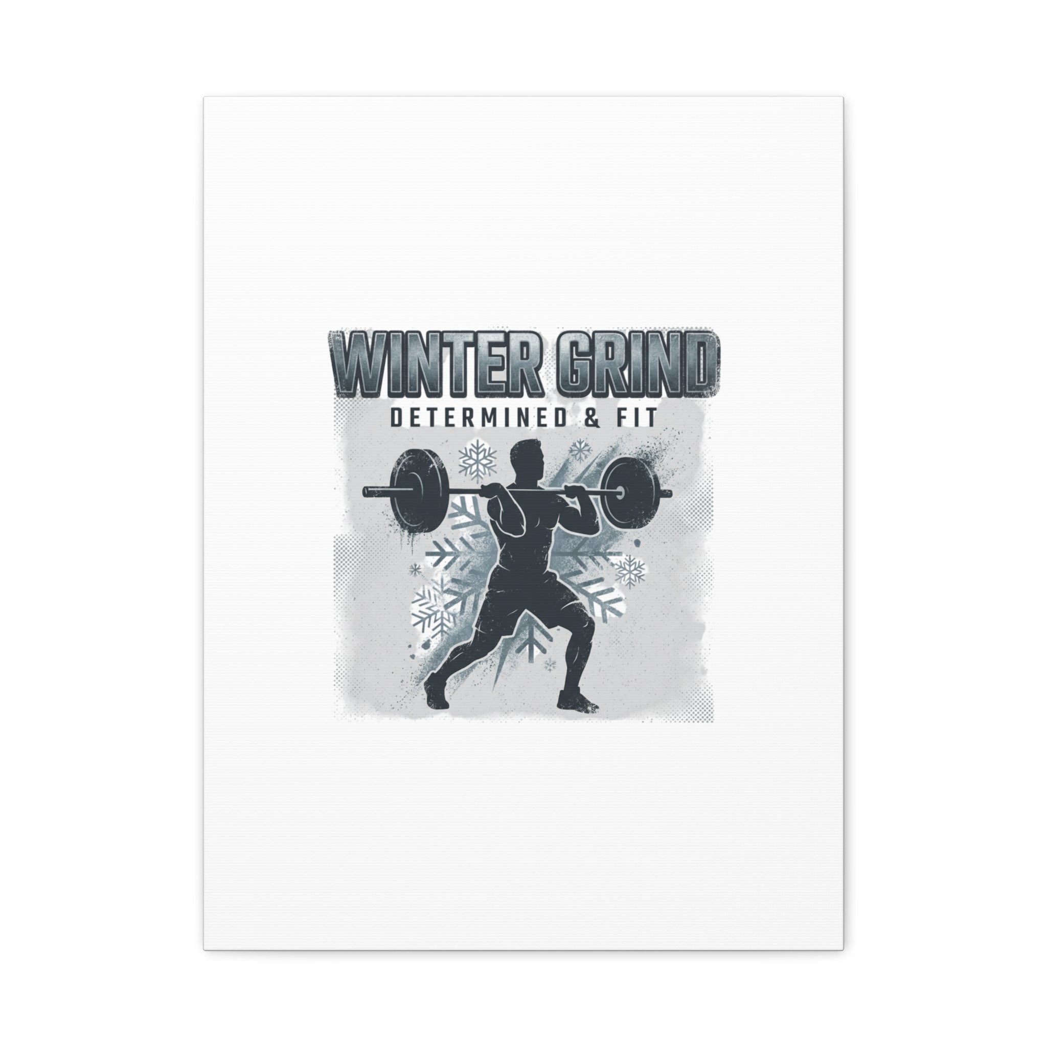 Winter Grind Barbell Canvas | Motivational Gym Art, Winter Workout Decor