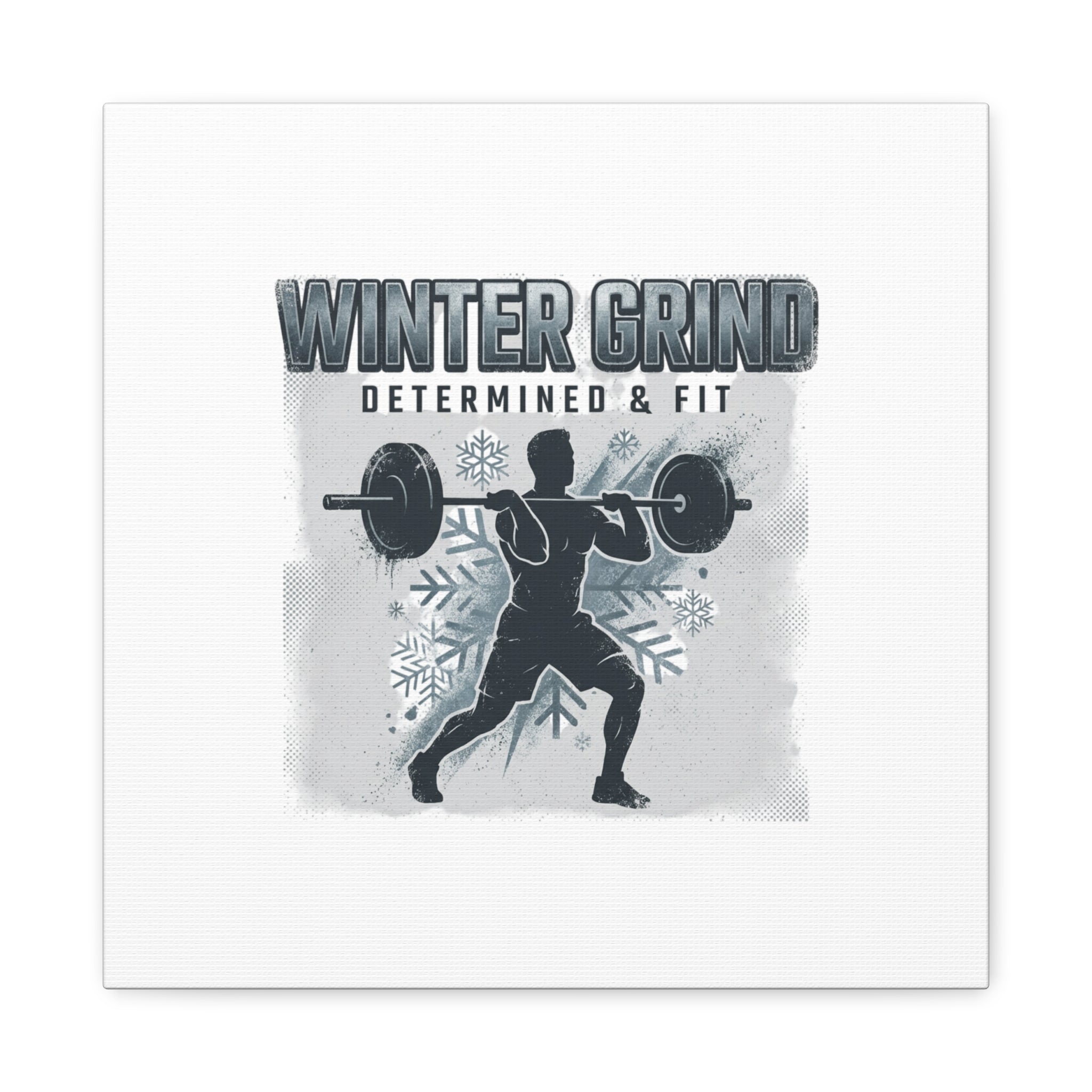 Winter Grind Barbell Canvas | Motivational Gym Art, Winter Workout Decor