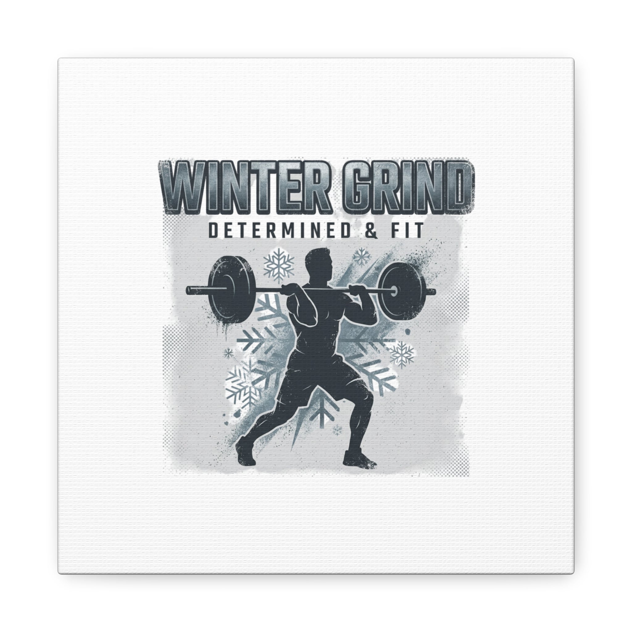 Winter Grind Barbell Canvas | Motivational Gym Art, Winter Workout Decor
