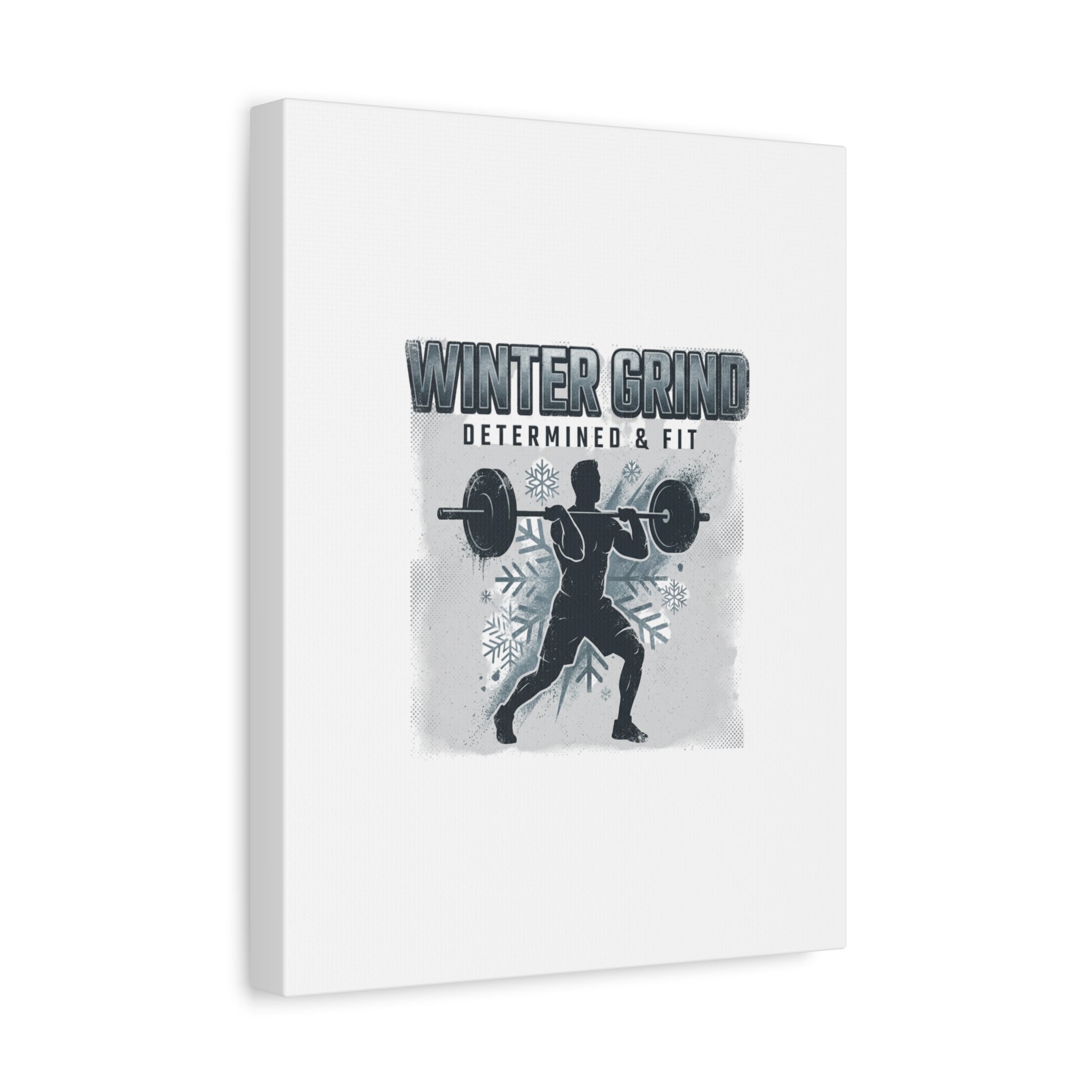 Winter Grind Barbell Canvas | Motivational Gym Art, Winter Workout Decor