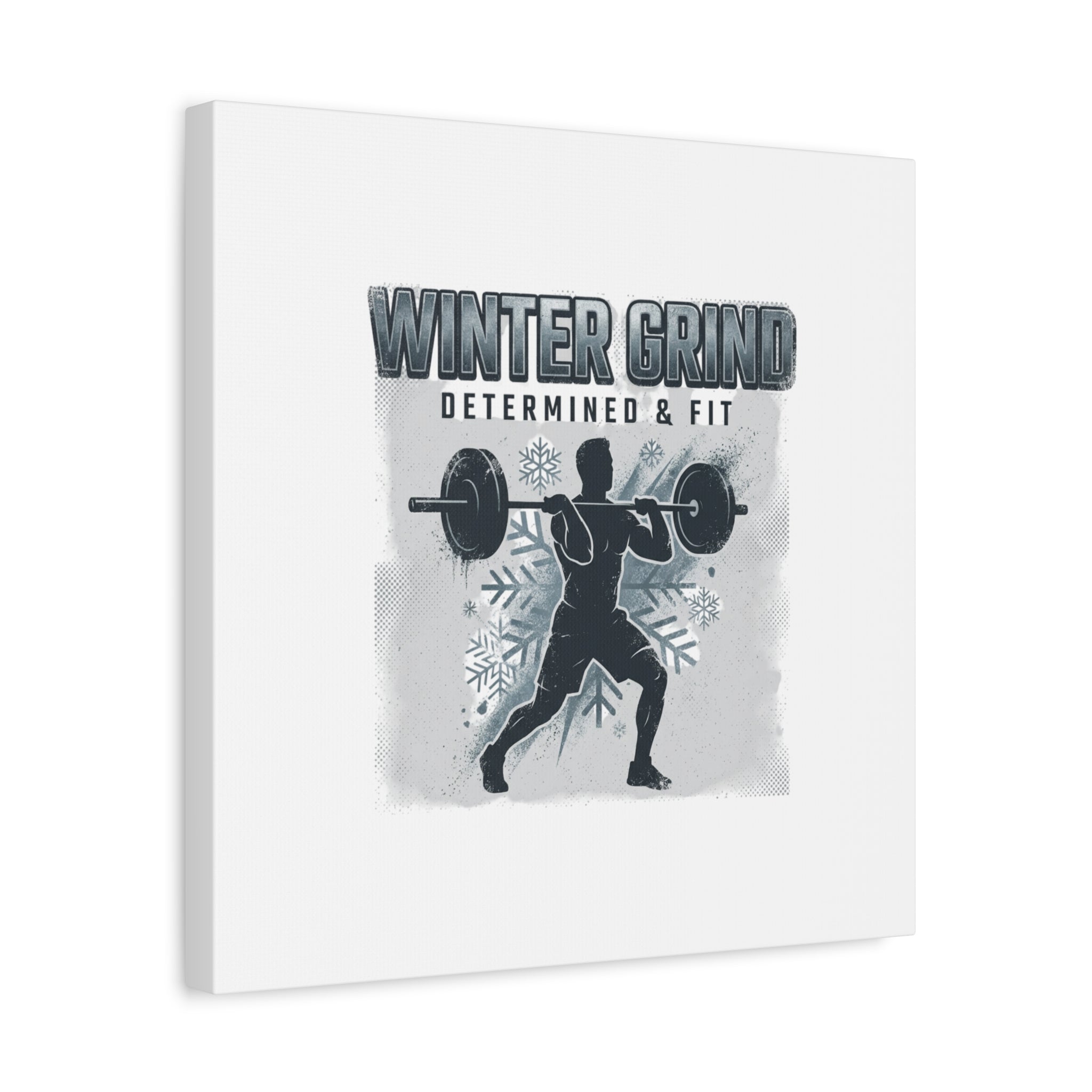 Winter Grind Barbell Canvas | Motivational Gym Art, Winter Workout Decor
