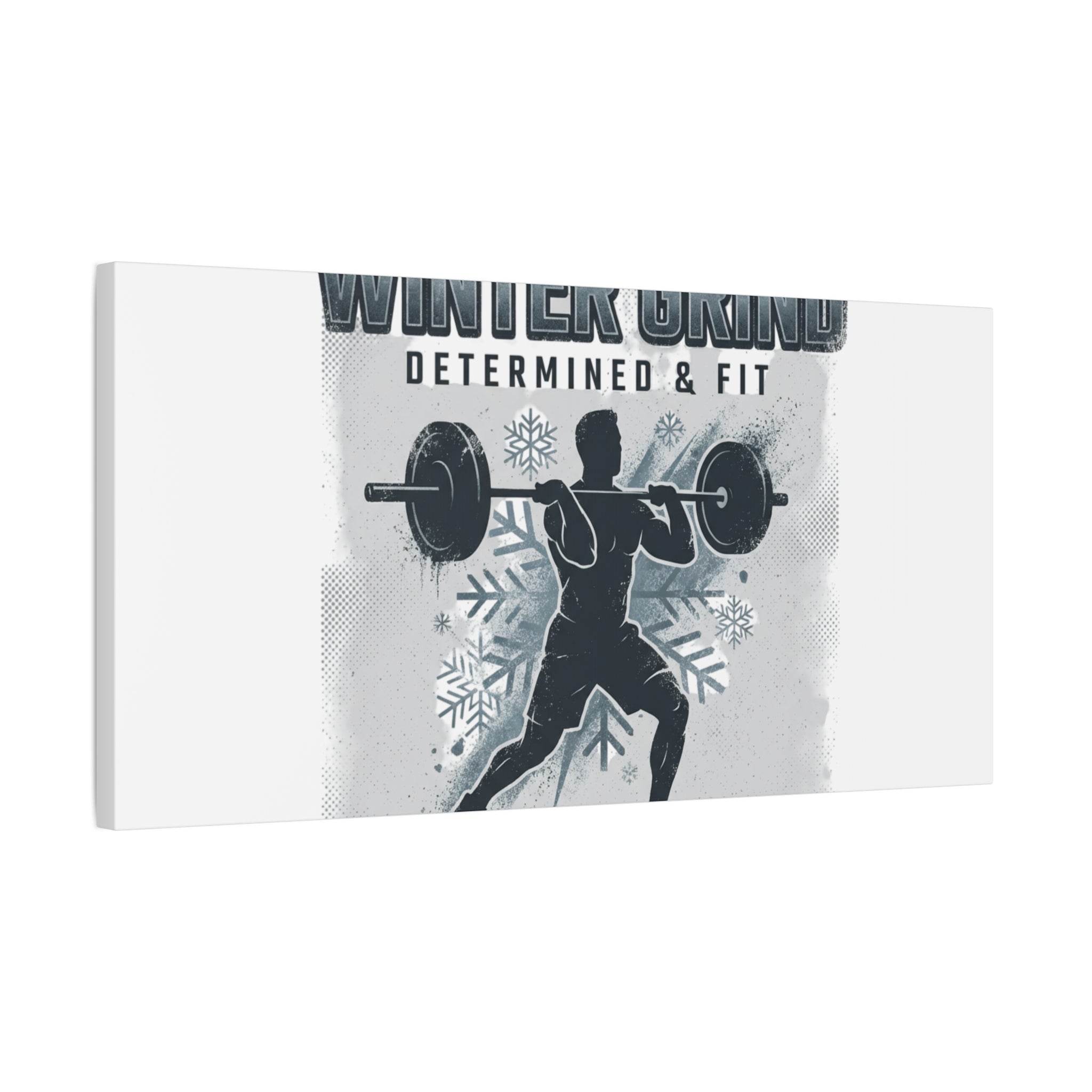 Winter Grind Barbell Canvas | Motivational Gym Art, Winter Workout Decor