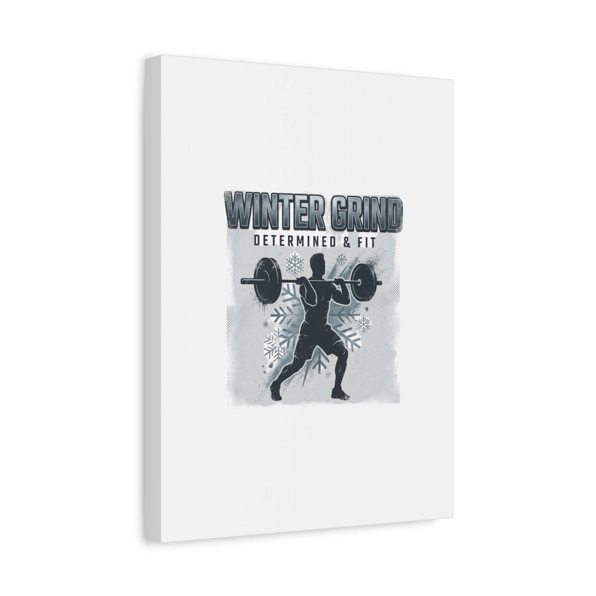 Winter Grind Barbell Canvas | Motivational Gym Art, Winter Workout Decor