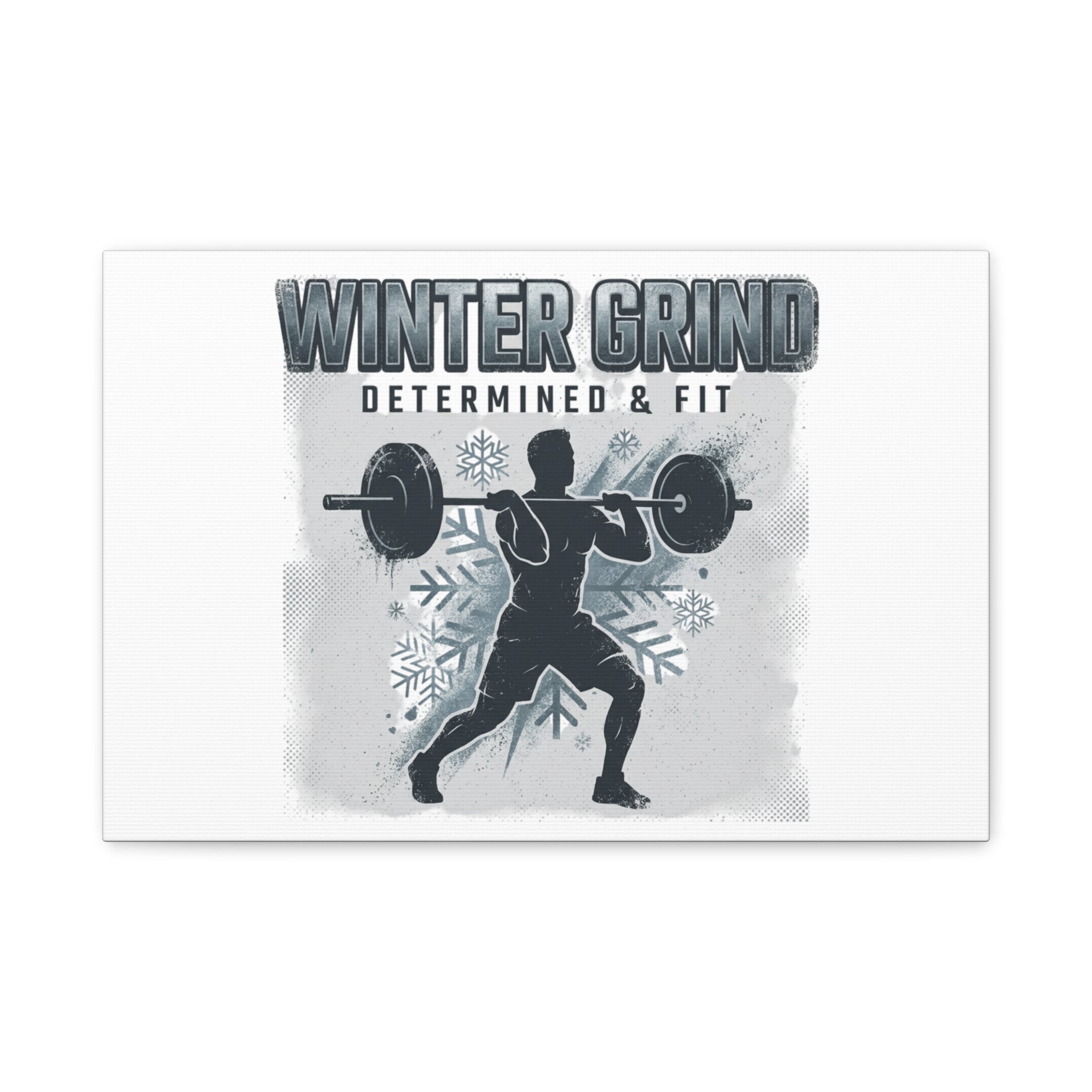 Winter Grind Barbell Canvas | Motivational Gym Art, Winter Workout Decor