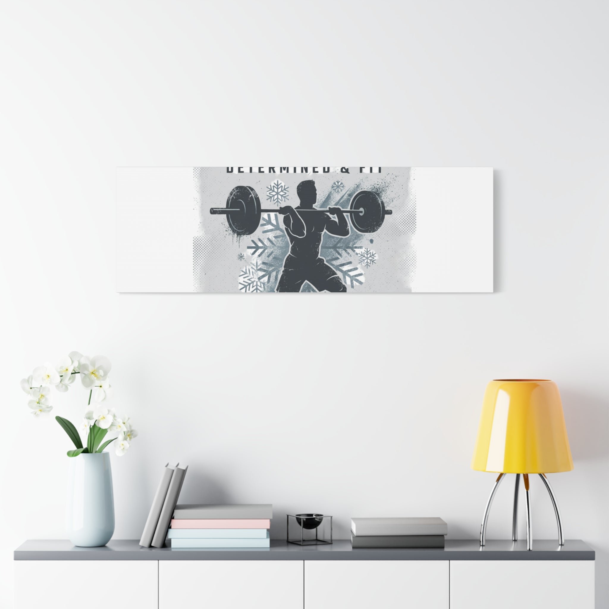 Winter Grind Barbell Canvas | Motivational Gym Art, Winter Workout Decor