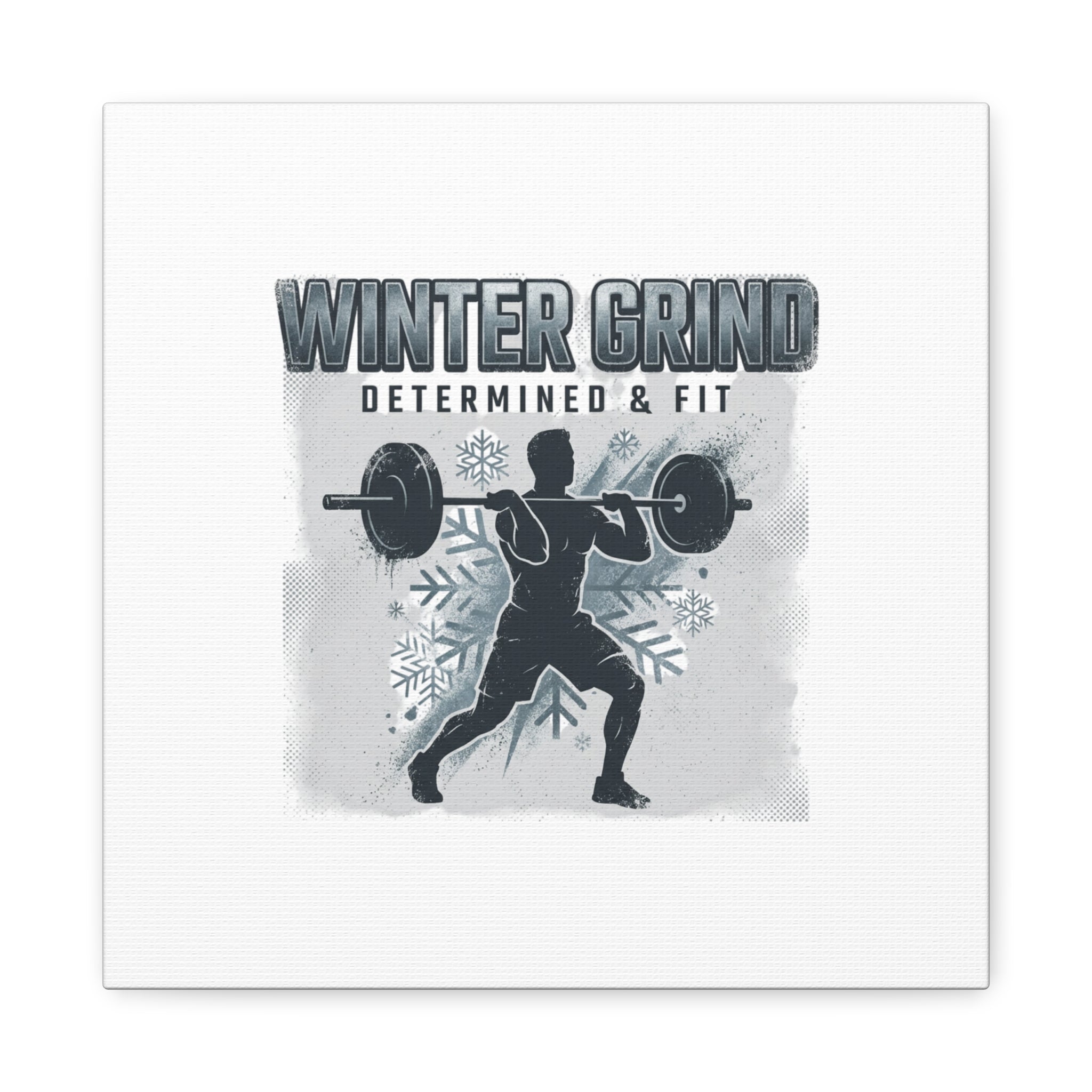 Winter Grind Barbell Canvas | Motivational Gym Art, Winter Workout Decor