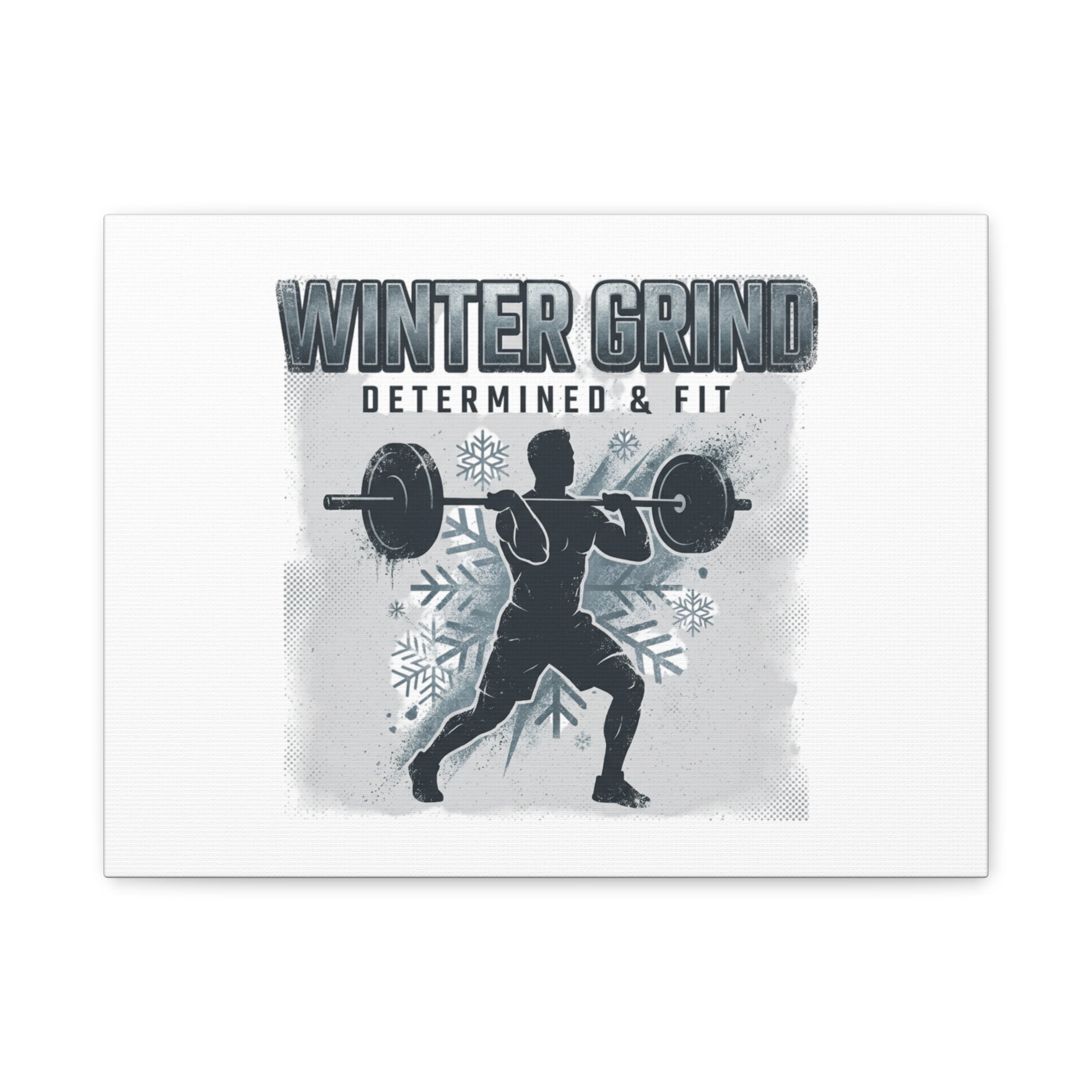 Winter Grind Barbell Canvas | Motivational Gym Art, Winter Workout Decor