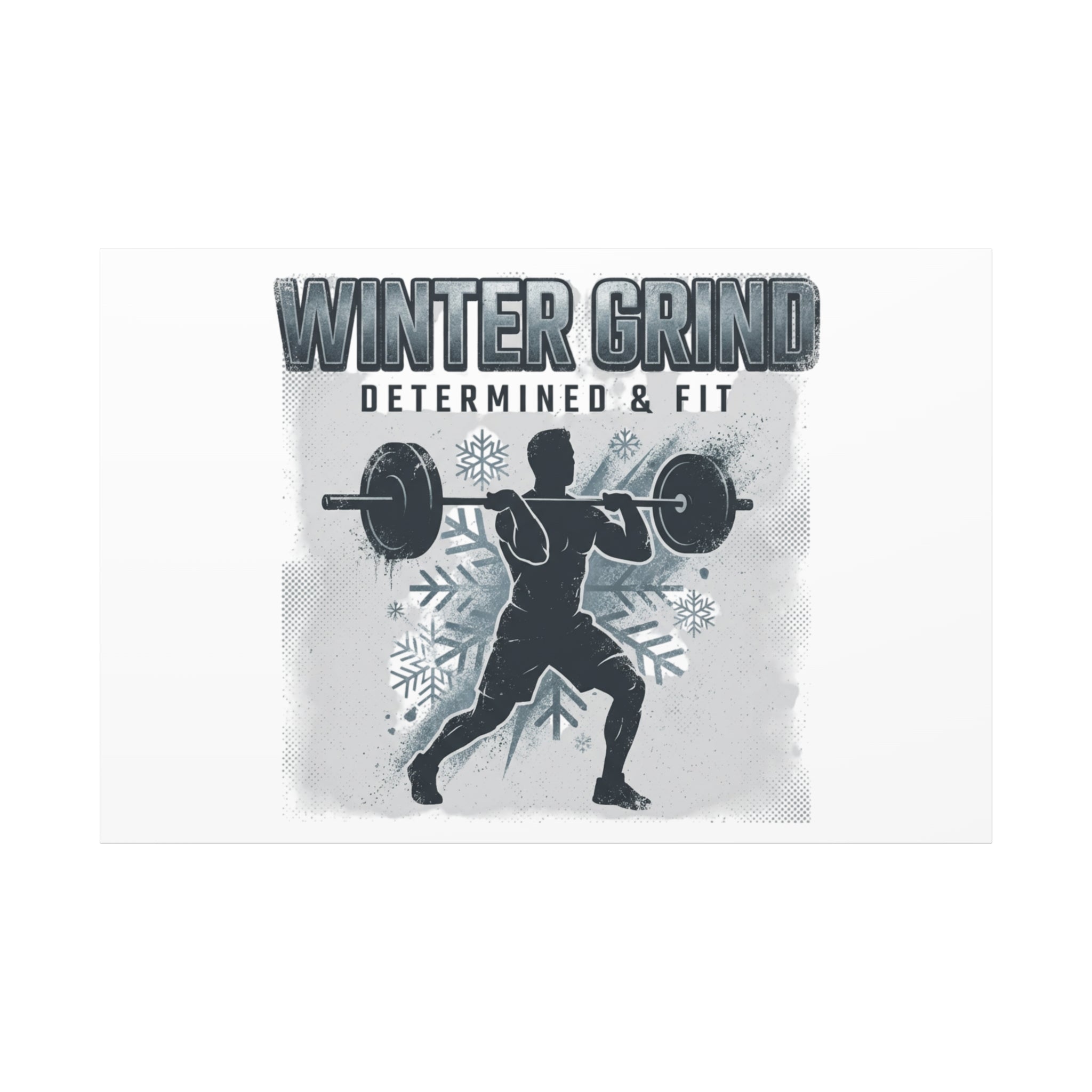Winter Grind Barbell Canvas | Motivational Gym Art, Winter Workout Decor