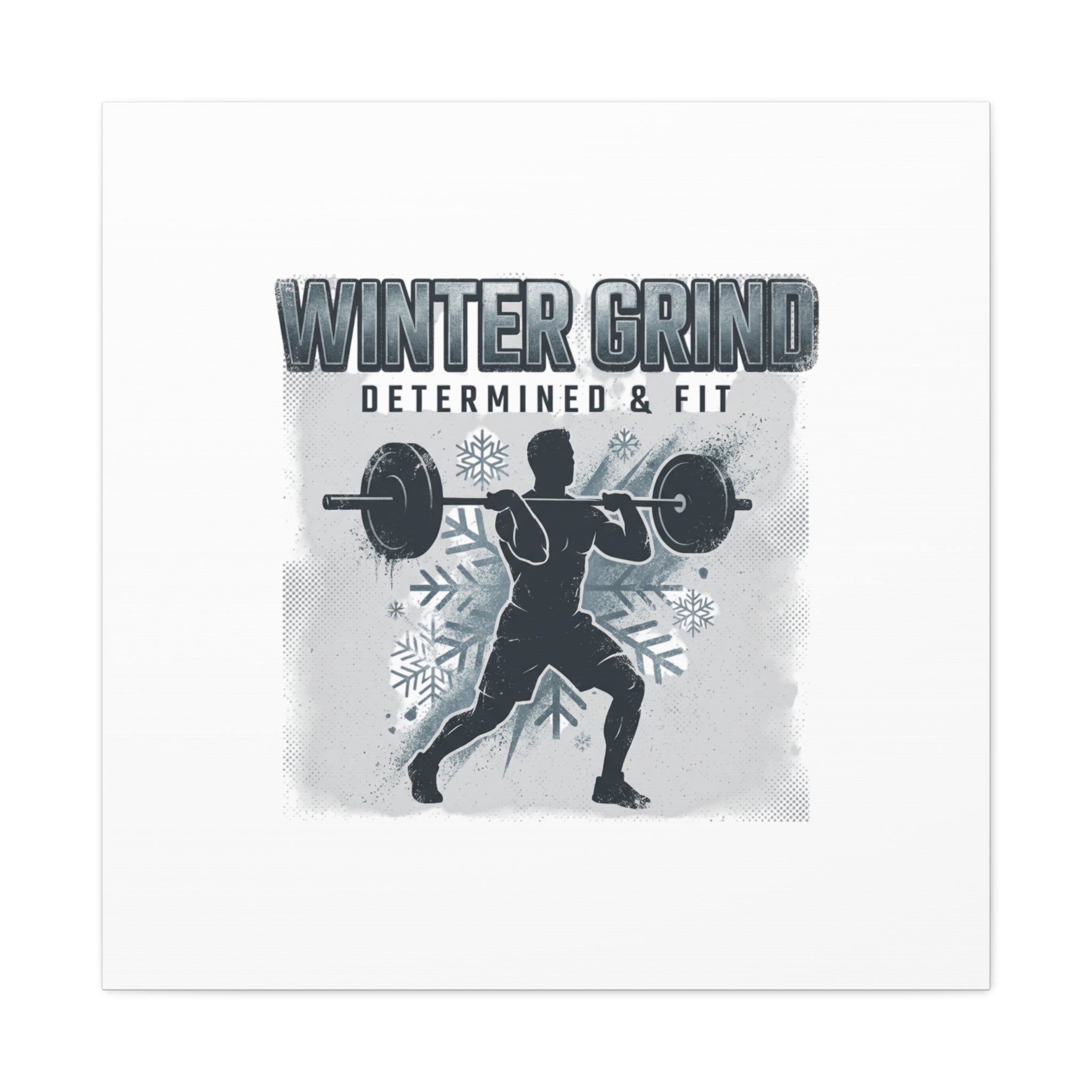 Winter Grind Barbell Canvas | Motivational Gym Art, Winter Workout Decor