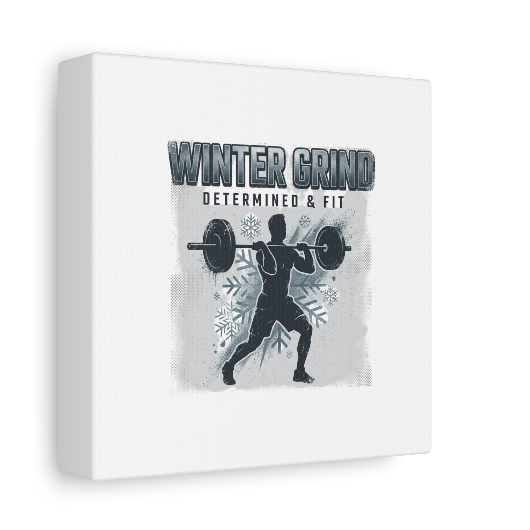 Winter Grind Barbell Canvas | Motivational Gym Art, Winter Workout Decor