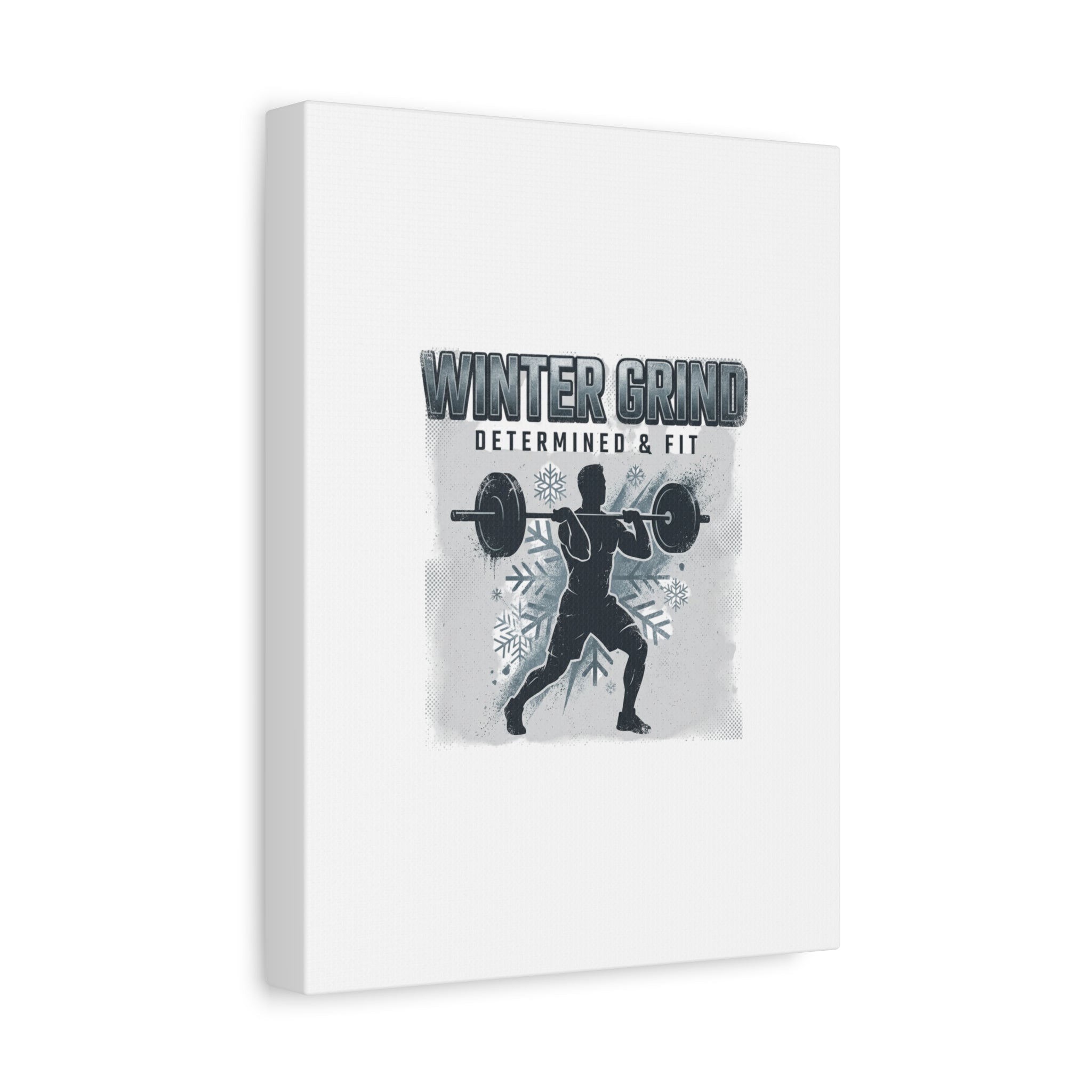 Winter Grind Barbell Canvas | Motivational Gym Art, Winter Workout Decor