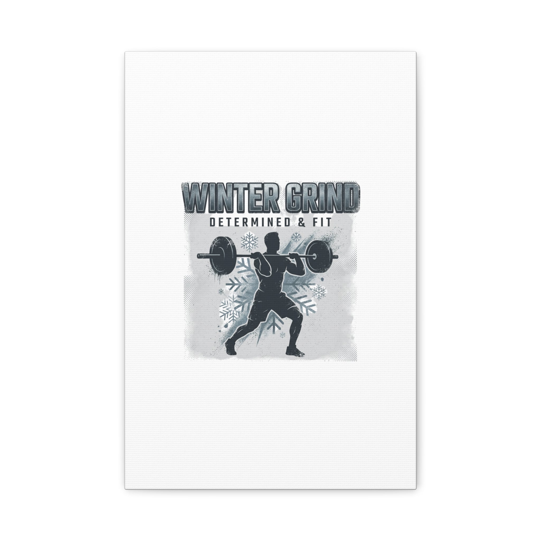 Winter Grind Barbell Canvas | Motivational Gym Art, Winter Workout Decor