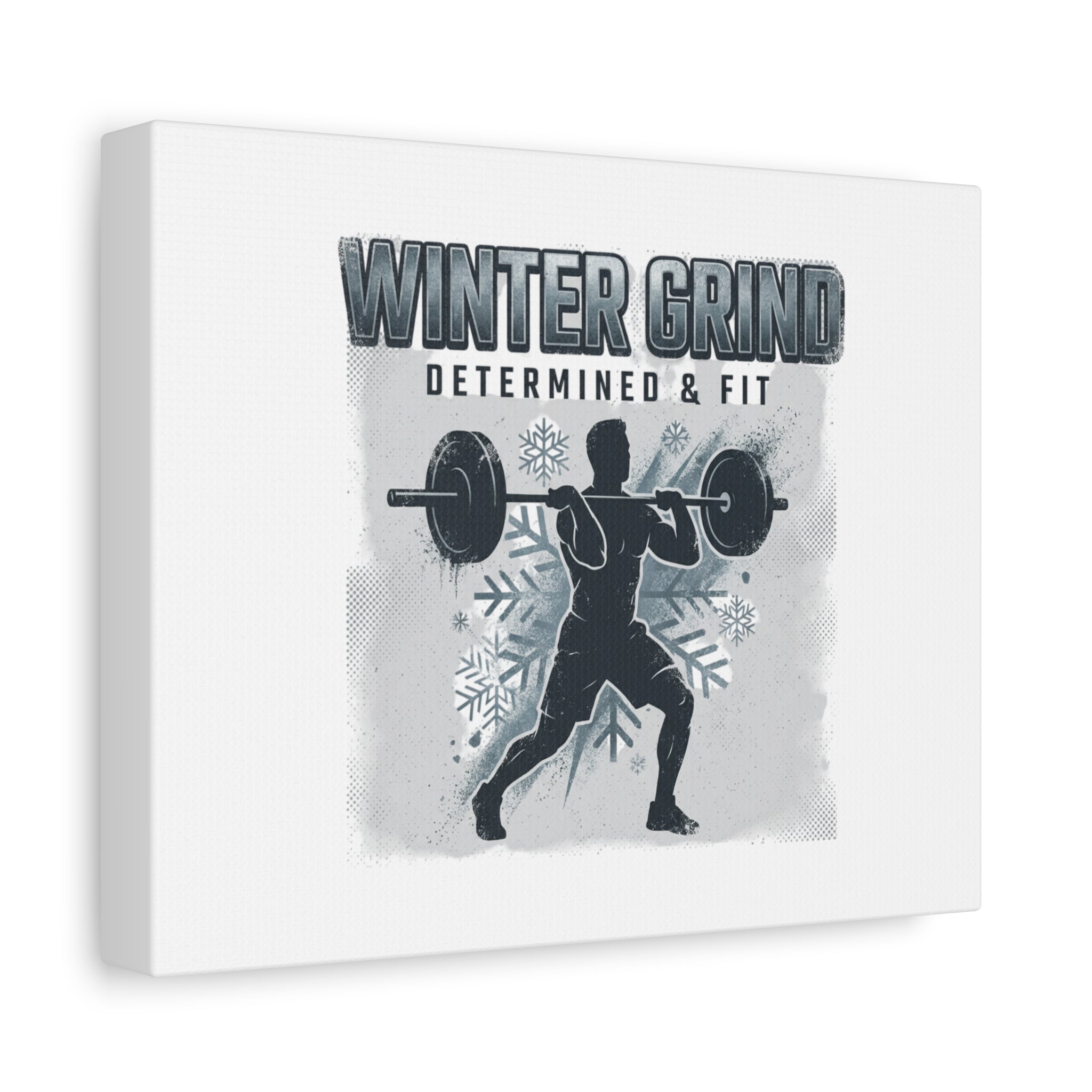 Winter Grind Barbell Canvas | Motivational Gym Art, Winter Workout Decor