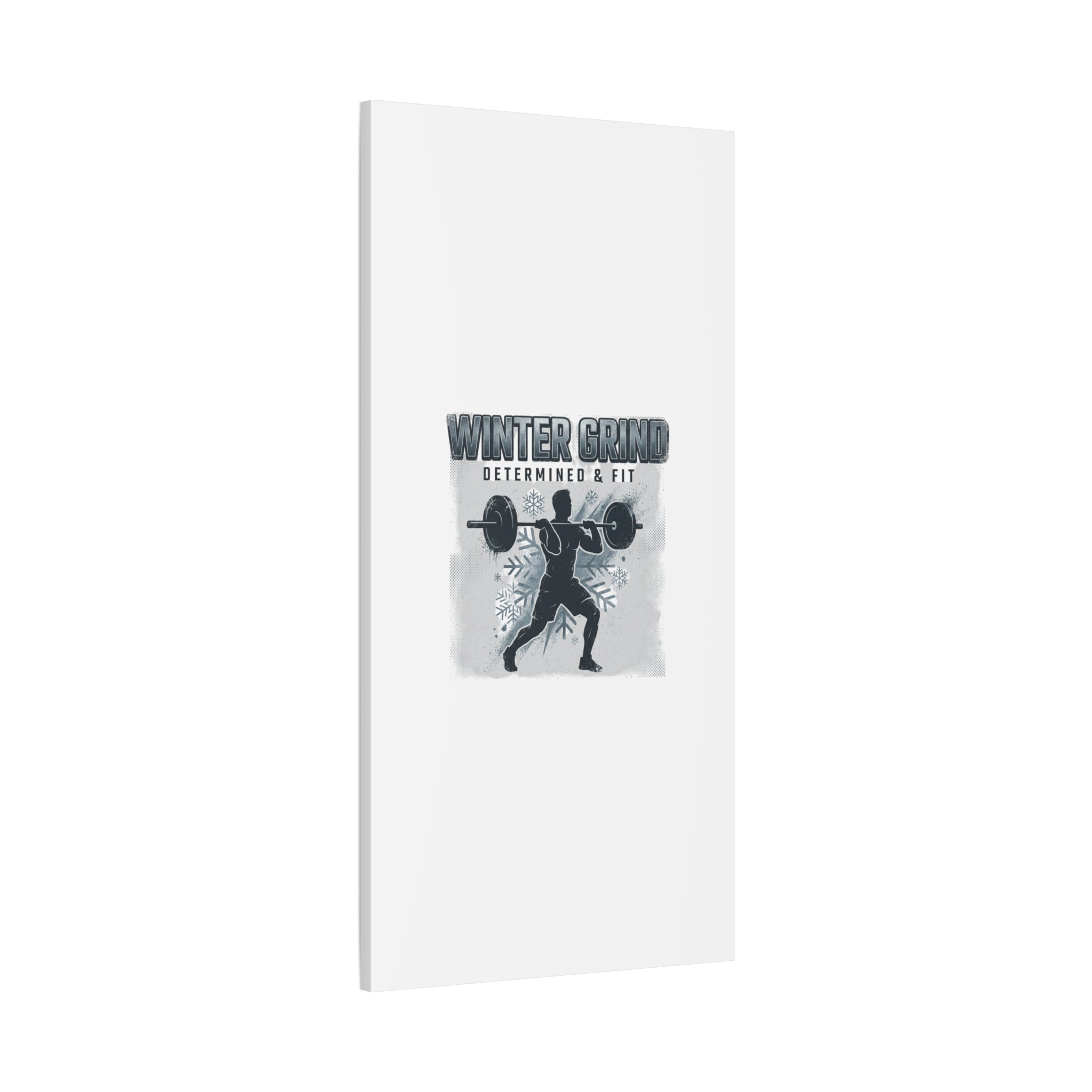 Winter Grind Barbell Canvas | Motivational Gym Art, Winter Workout Decor