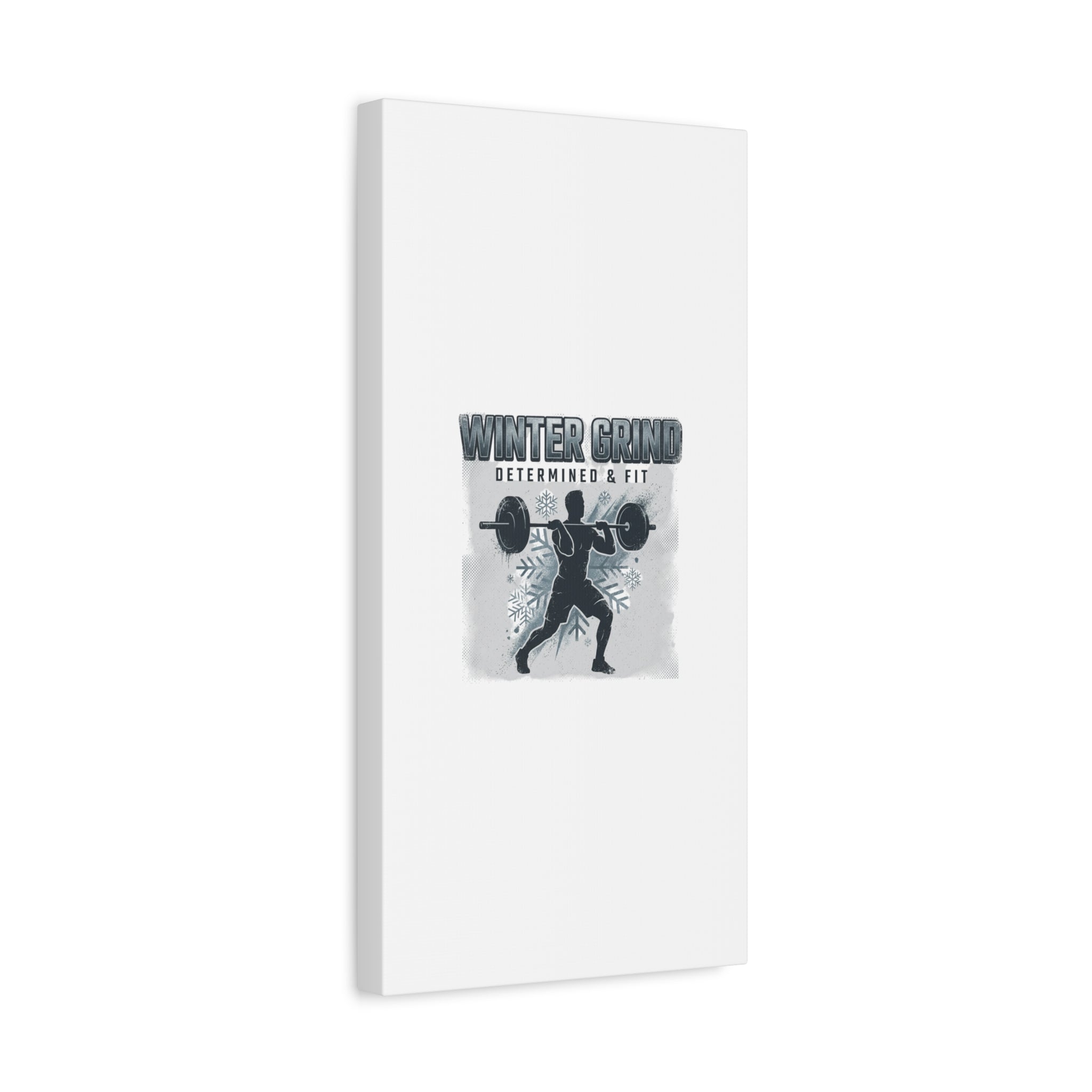 Winter Grind Barbell Canvas | Motivational Gym Art, Winter Workout Decor