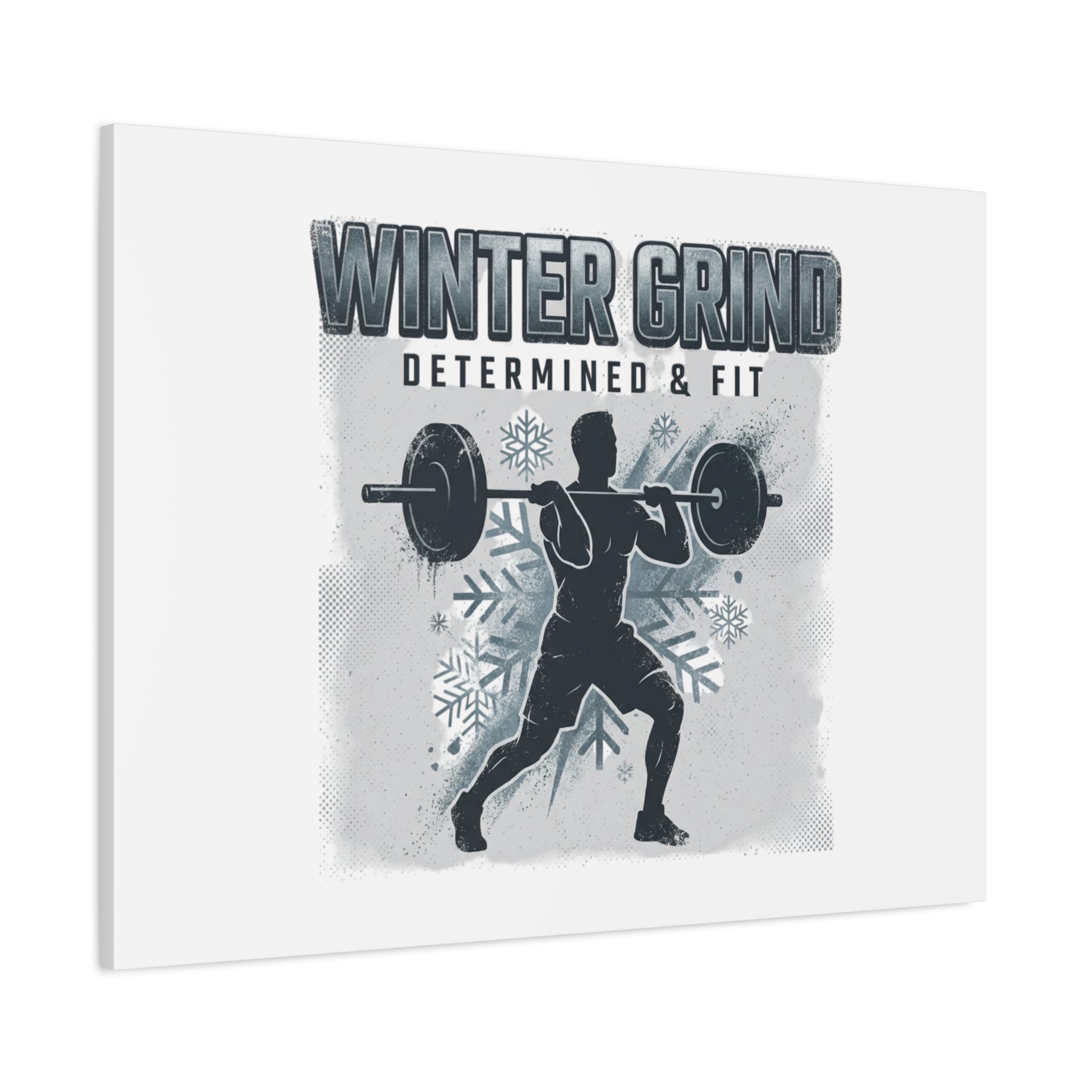 Winter Grind Barbell Canvas | Motivational Gym Art, Winter Workout Decor