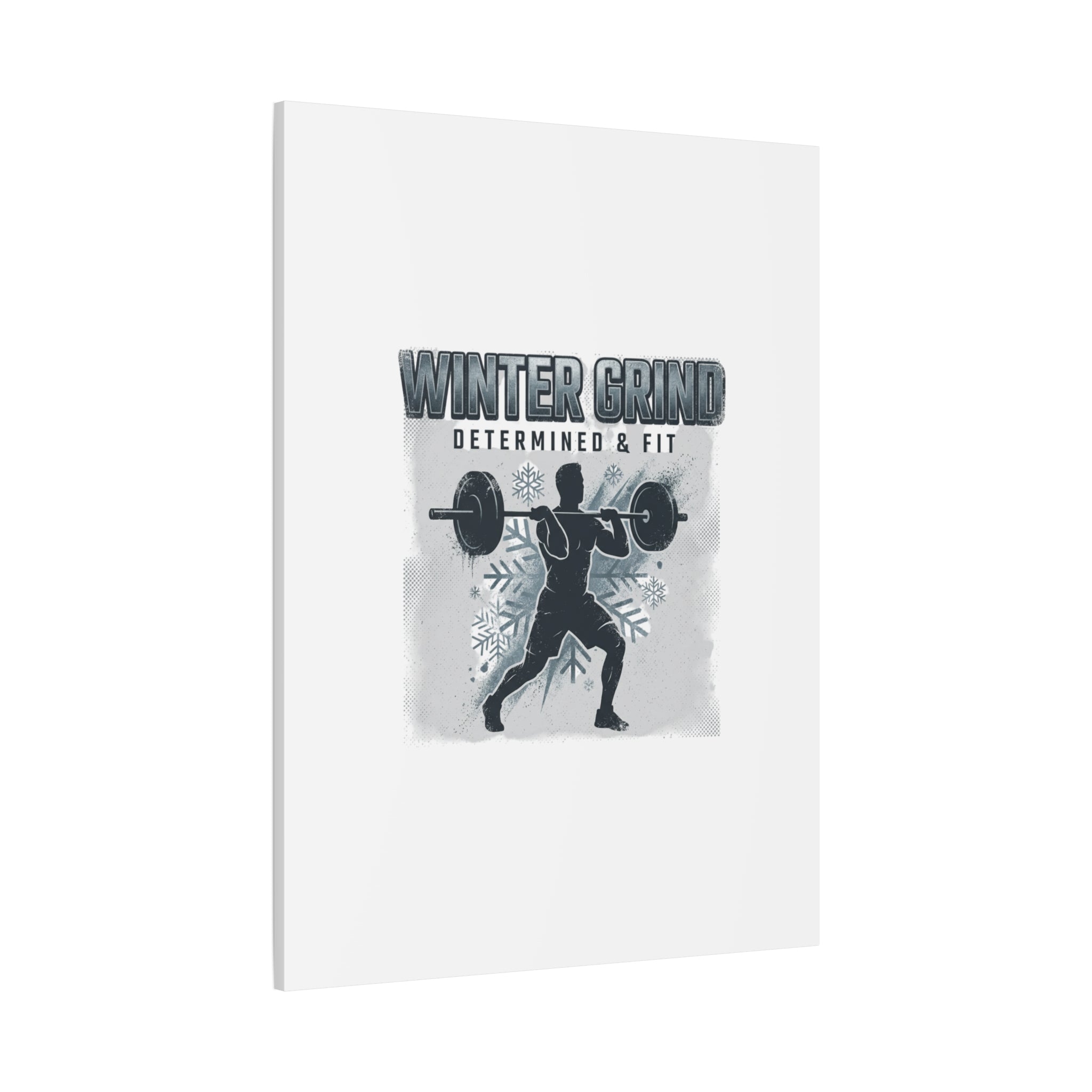 Winter Grind Barbell Canvas | Motivational Gym Art, Winter Workout Decor