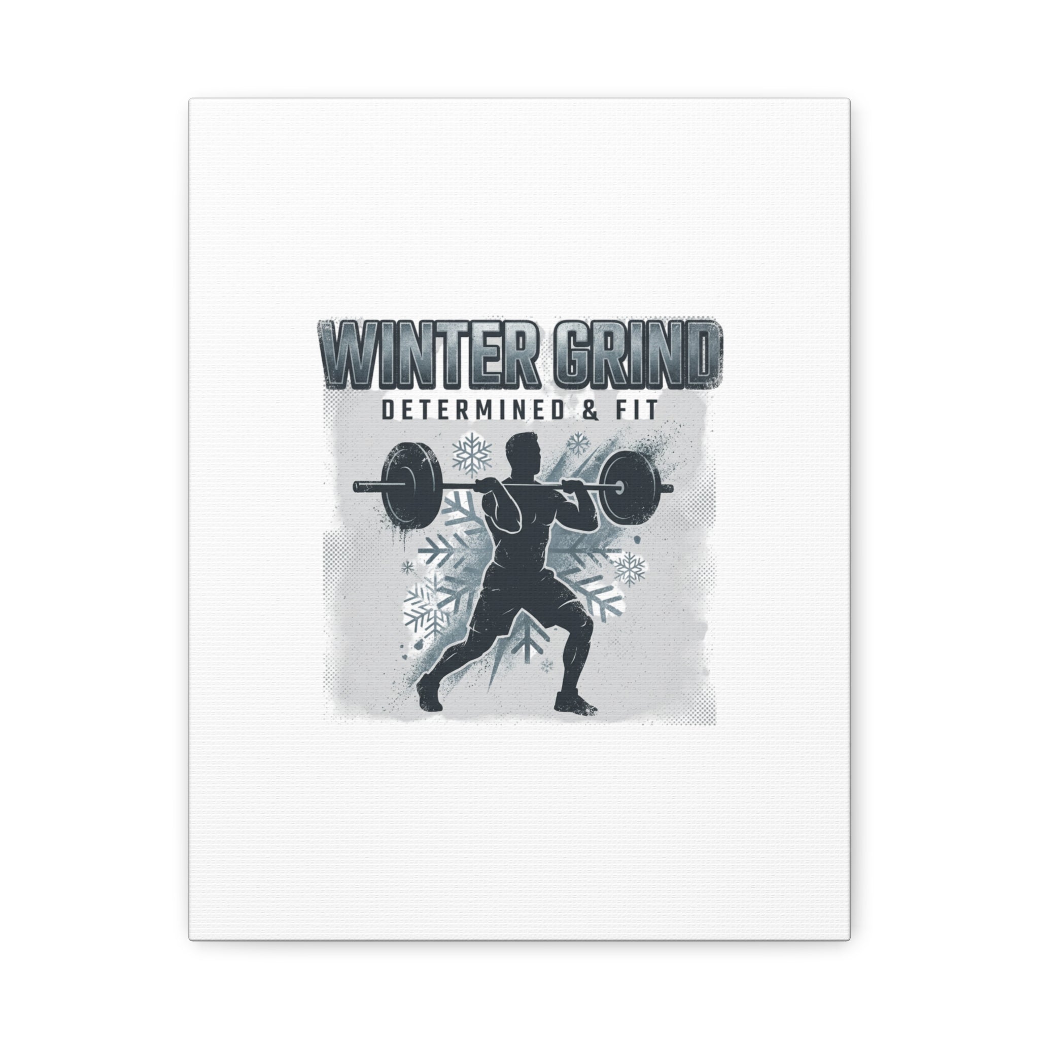 Winter Grind Barbell Canvas | Motivational Gym Art, Winter Workout Decor