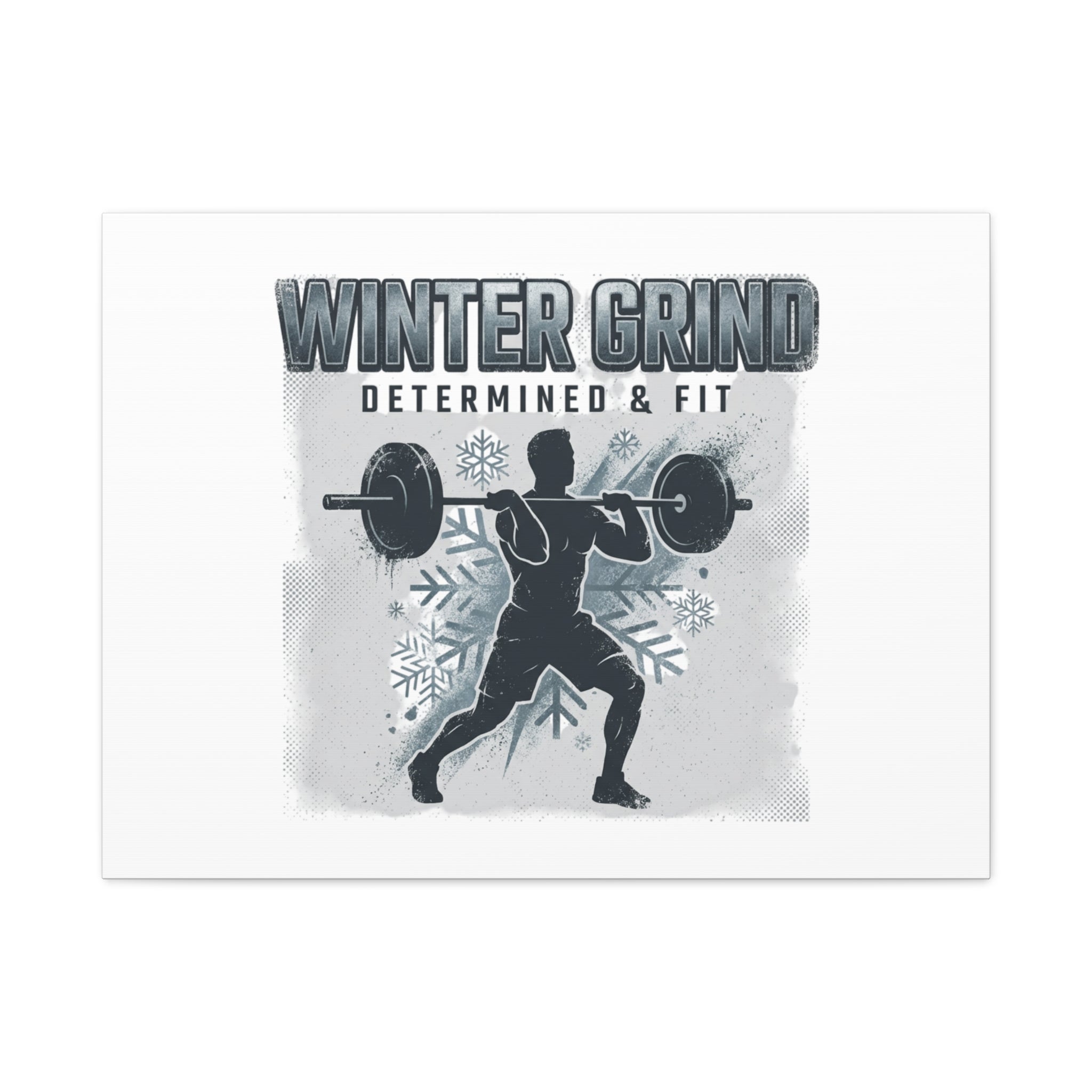 Winter Grind Barbell Canvas | Motivational Gym Art, Winter Workout Decor