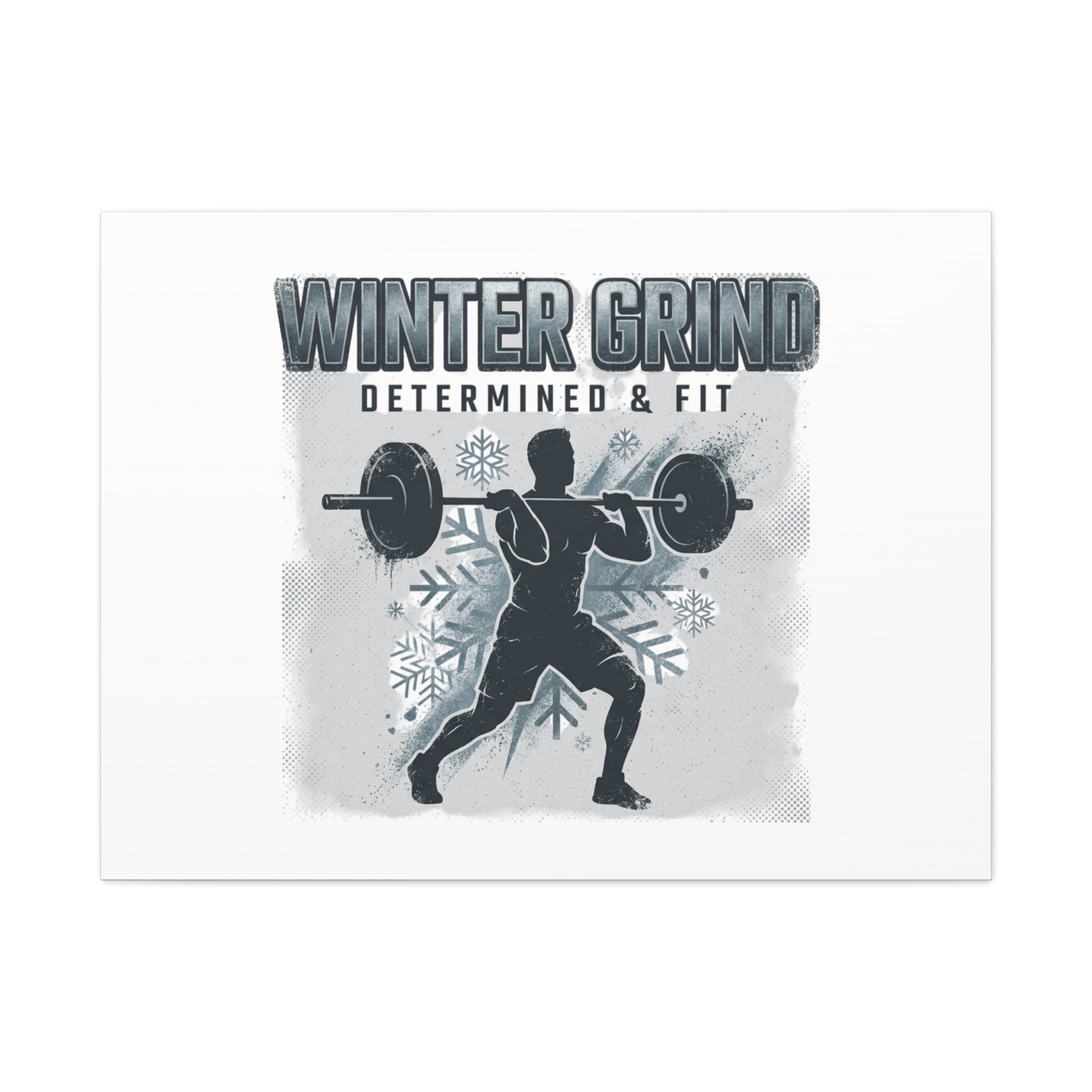 Winter Grind Barbell Canvas | Motivational Gym Art, Winter Workout Decor