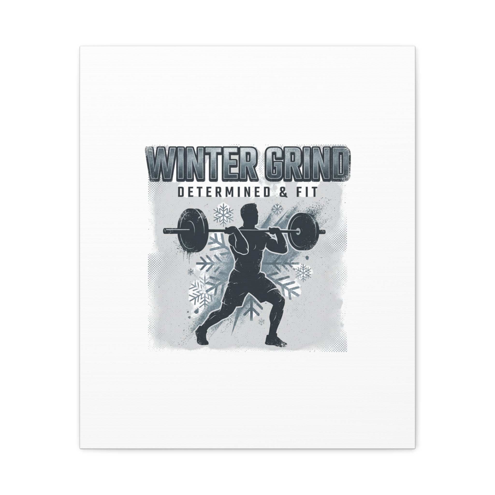 Winter Grind Barbell Canvas | Motivational Gym Art, Winter Workout Decor