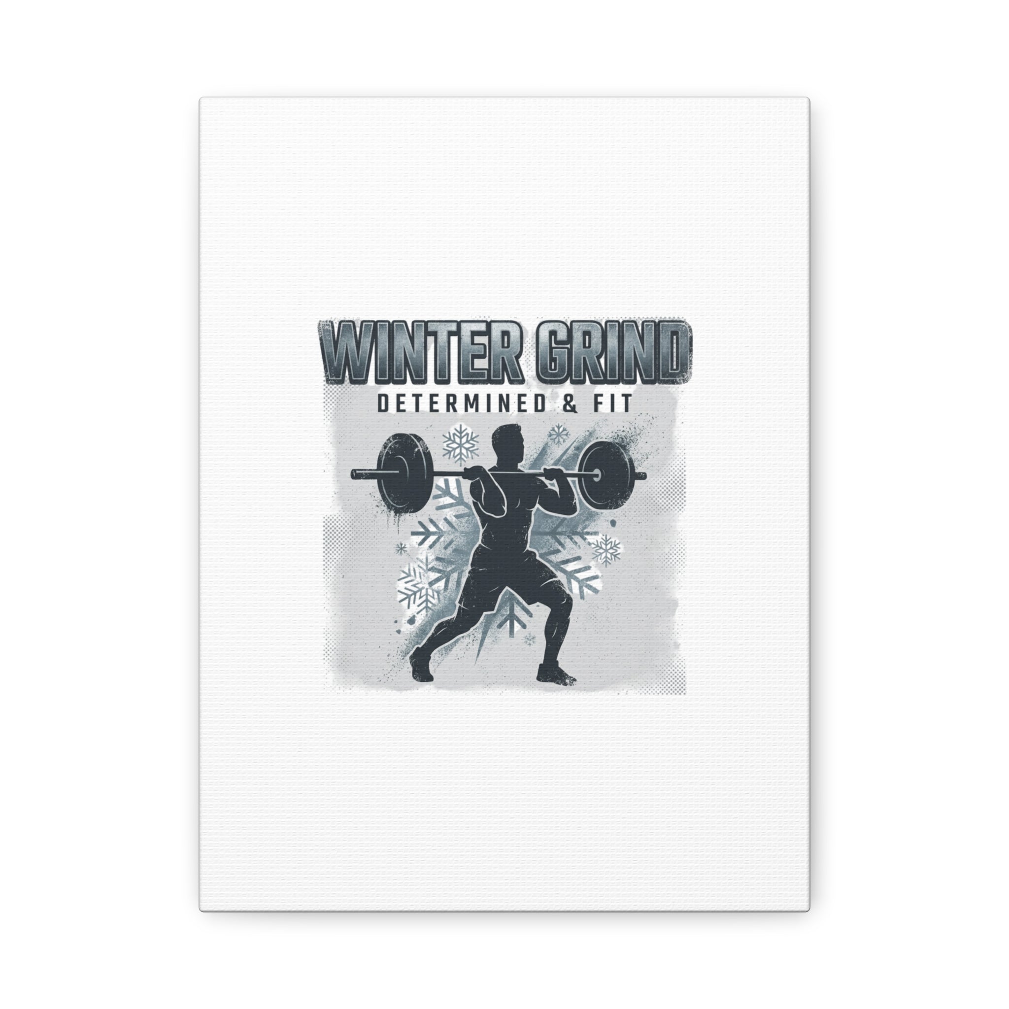 Winter Grind Barbell Canvas | Motivational Gym Art, Winter Workout Decor