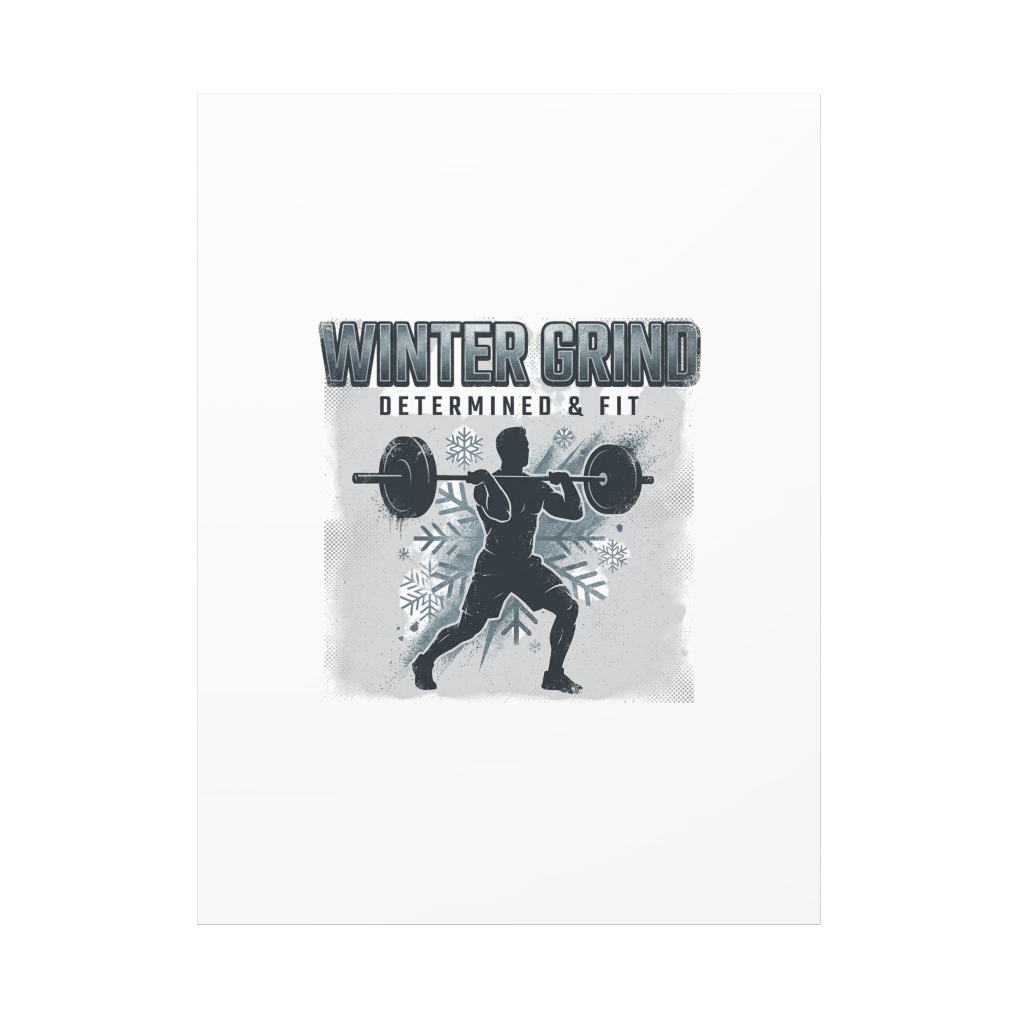 Winter Grind Barbell Canvas | Motivational Gym Art, Winter Workout Decor