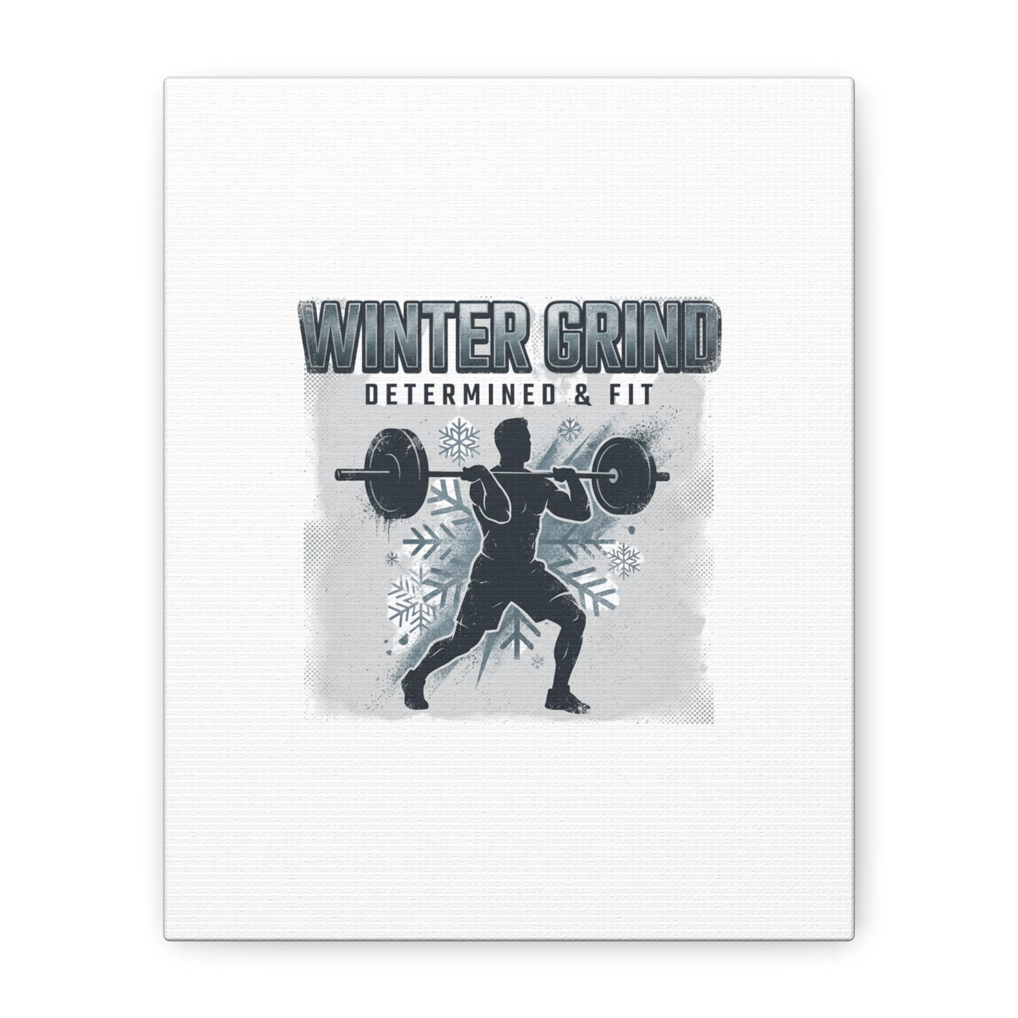 Winter Grind Barbell Canvas | Motivational Gym Art, Winter Workout Decor