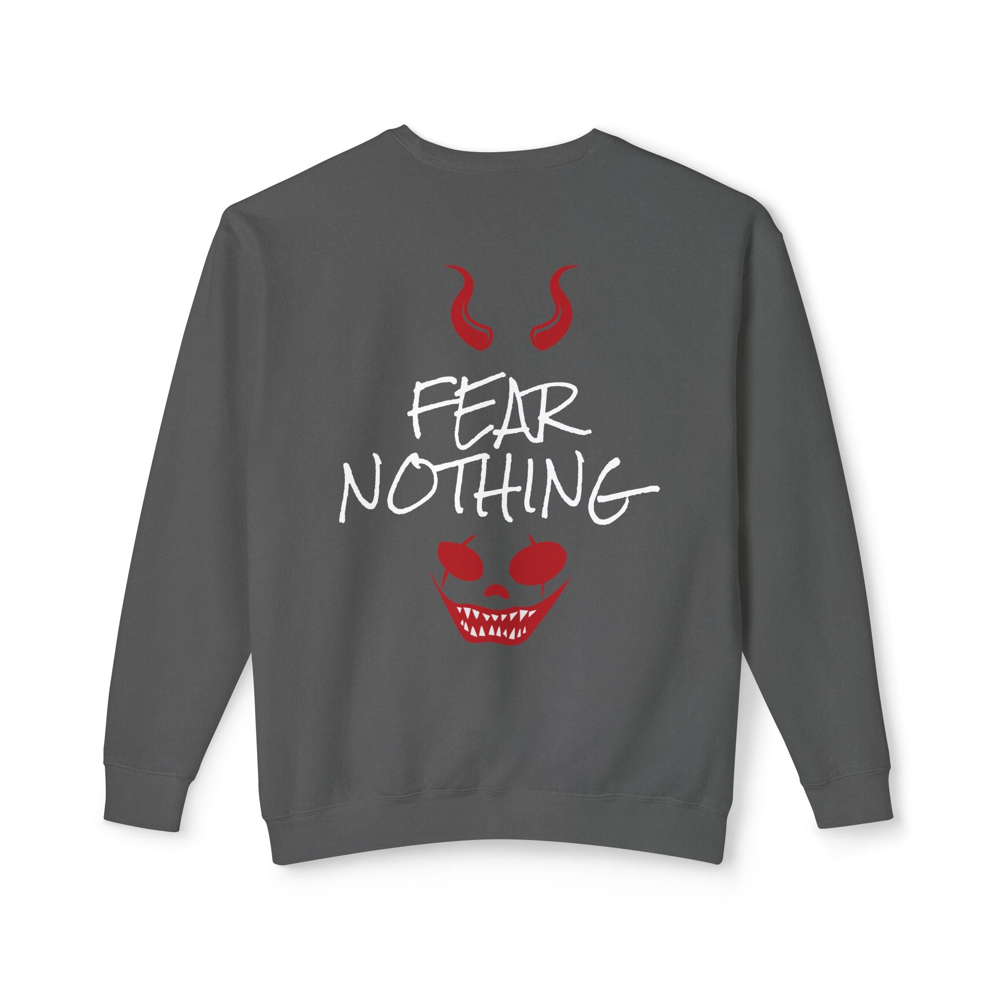 Crewneck Sweatshirt — 'Fear Nothing' Devil Face Graphic