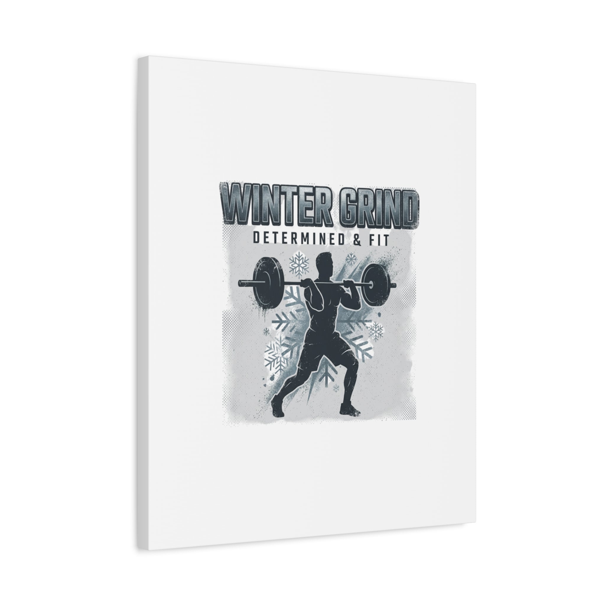 Winter Grind Barbell Canvas | Motivational Gym Art, Winter Workout Decor