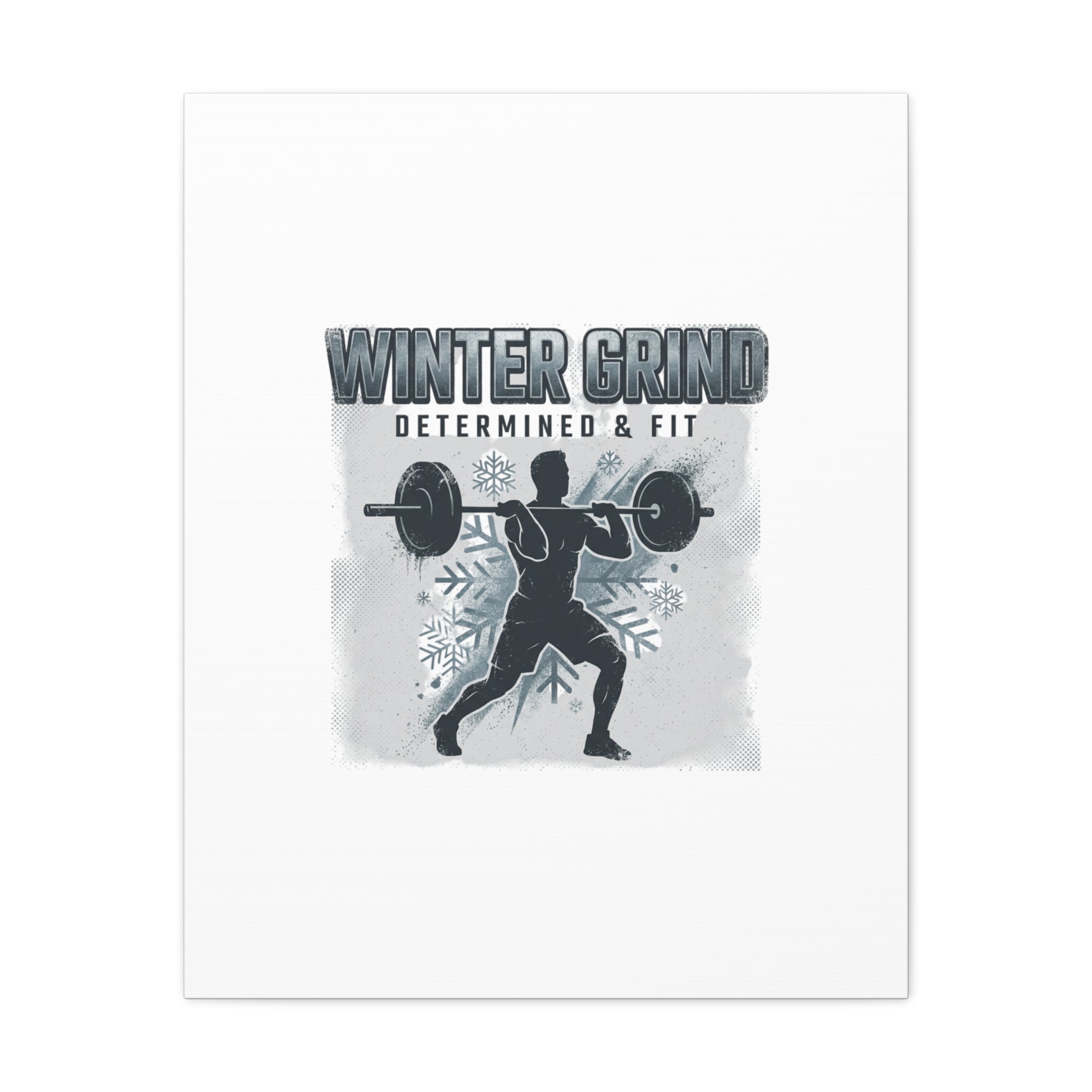Winter Grind Barbell Canvas | Motivational Gym Art, Winter Workout Decor