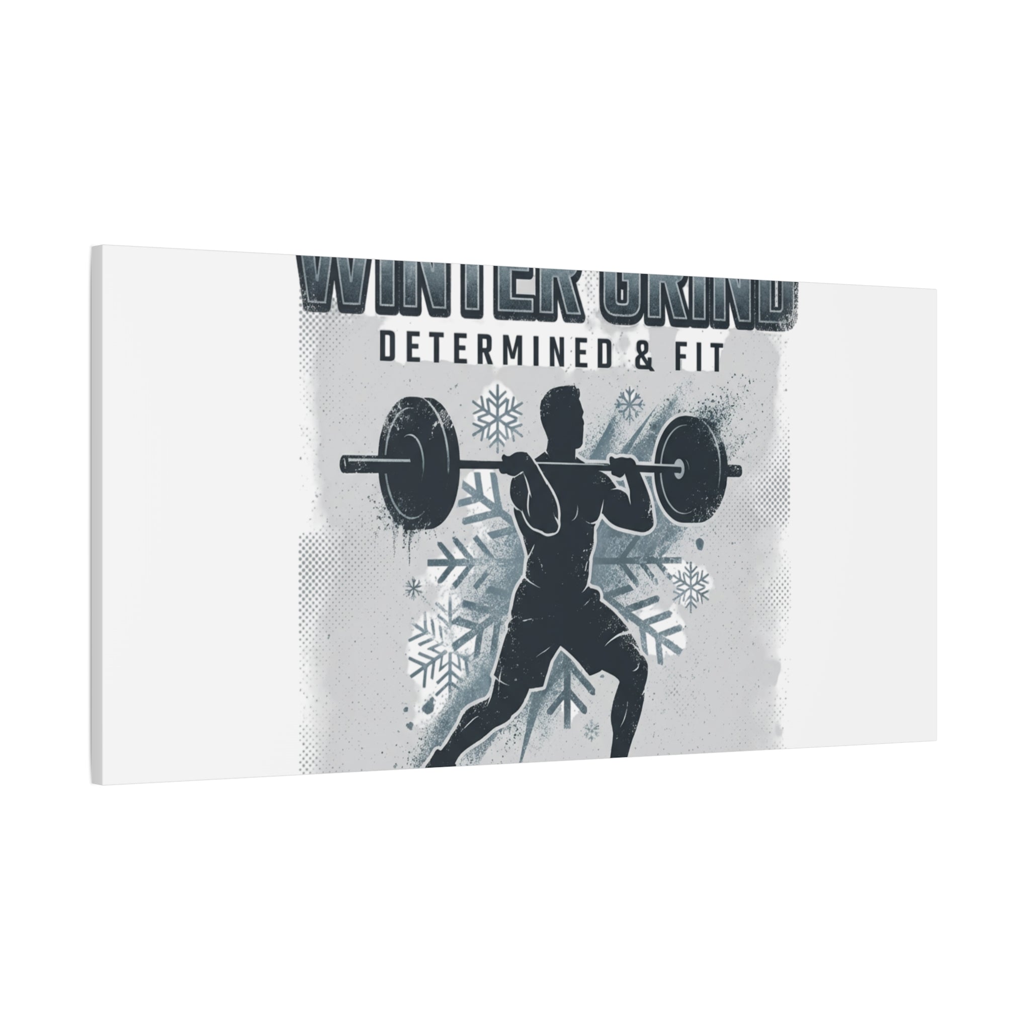 Winter Grind Barbell Canvas | Motivational Gym Art, Winter Workout Decor