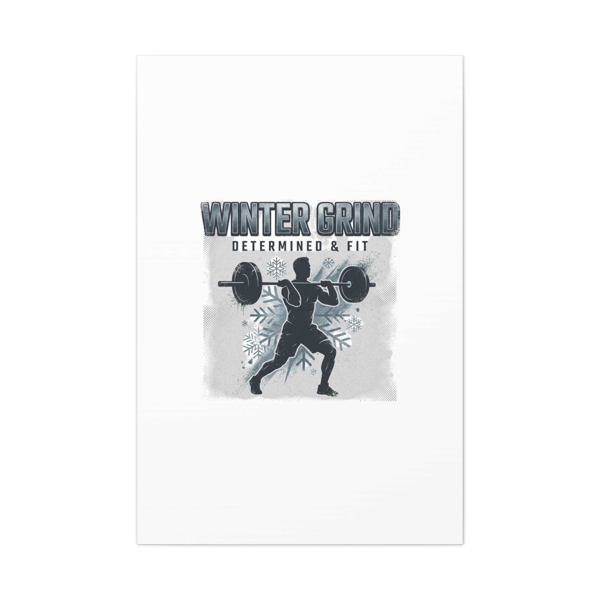 Winter Grind Barbell Canvas | Motivational Gym Art, Winter Workout Decor