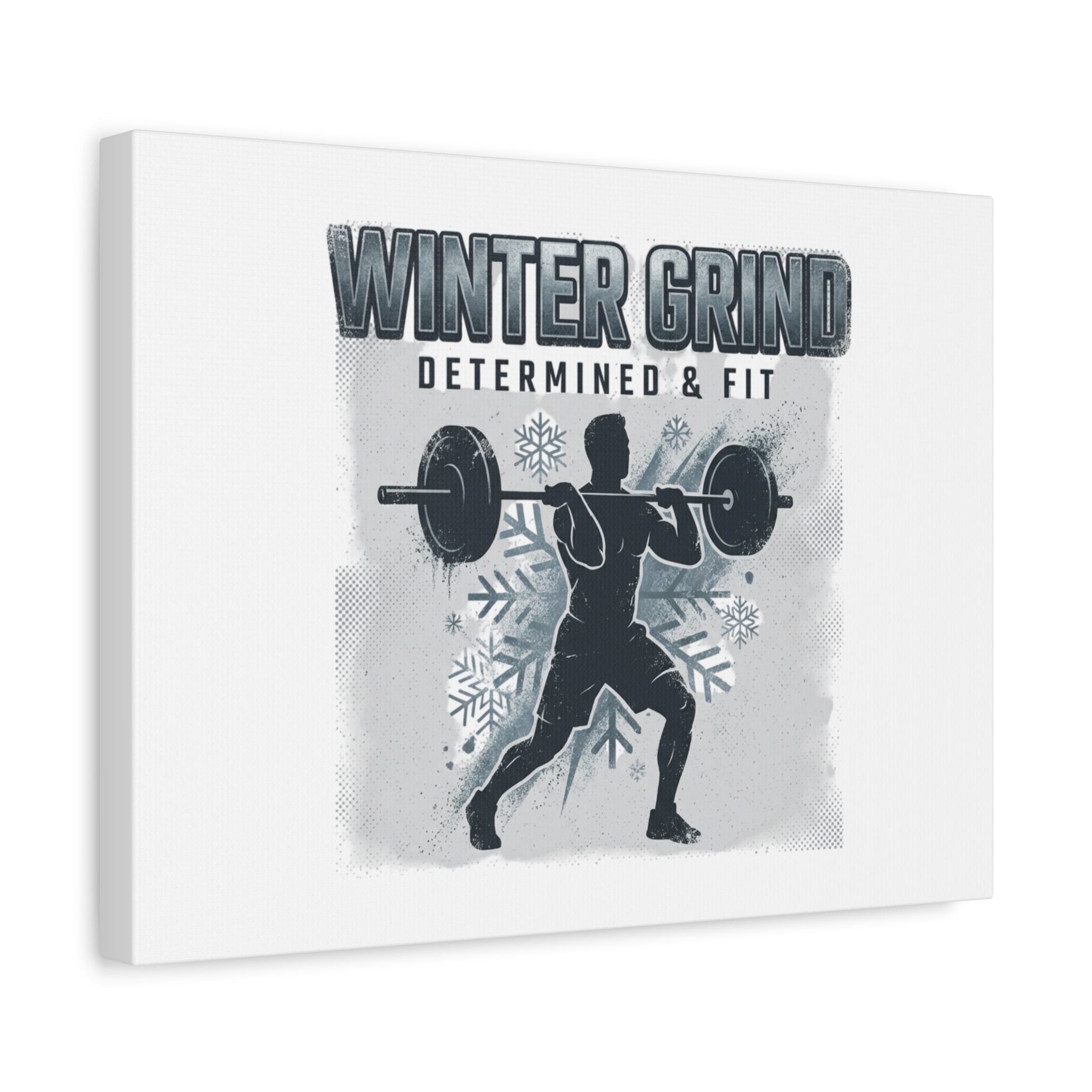 Winter Grind Barbell Canvas | Motivational Gym Art, Winter Workout Decor