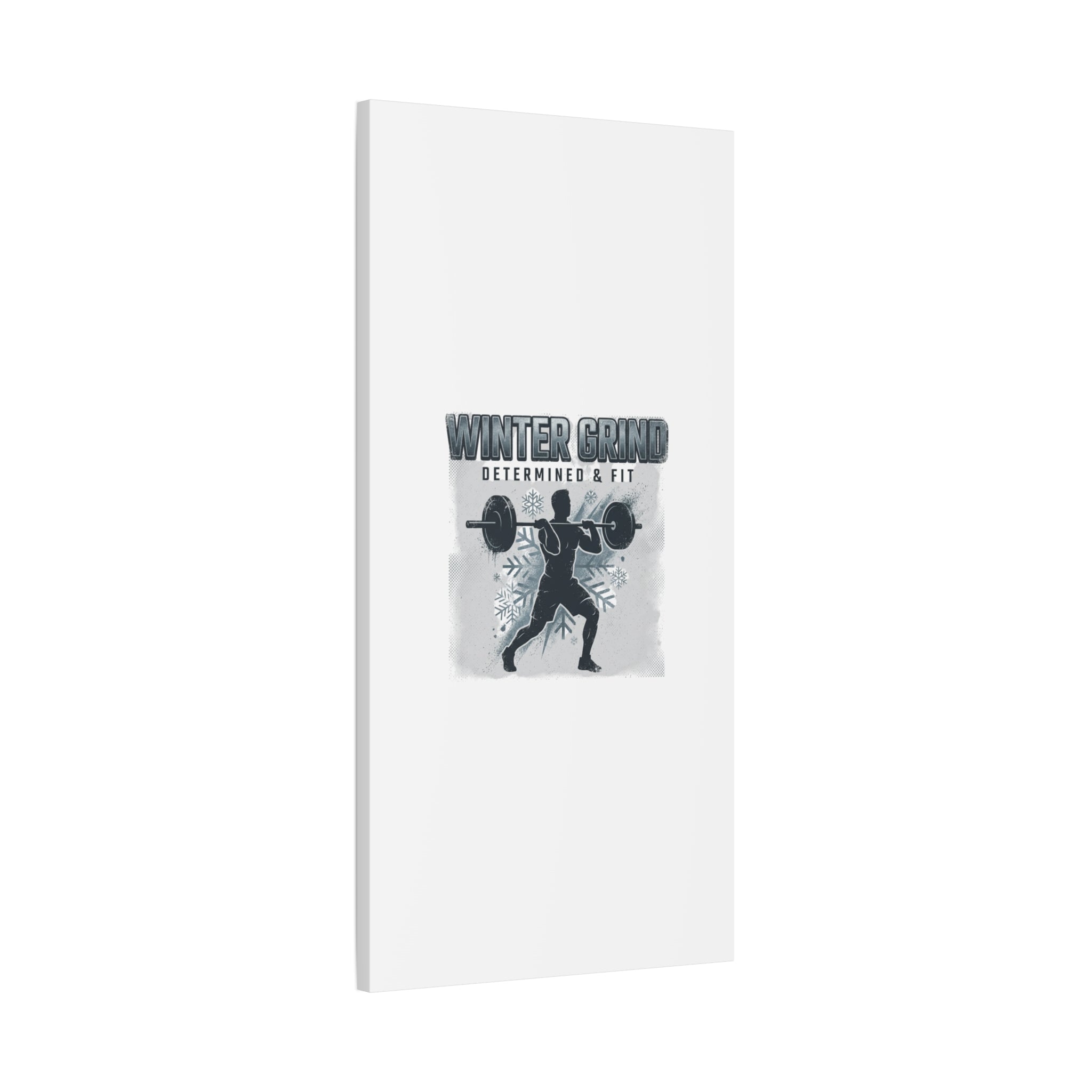 Winter Grind Barbell Canvas | Motivational Gym Art, Winter Workout Decor