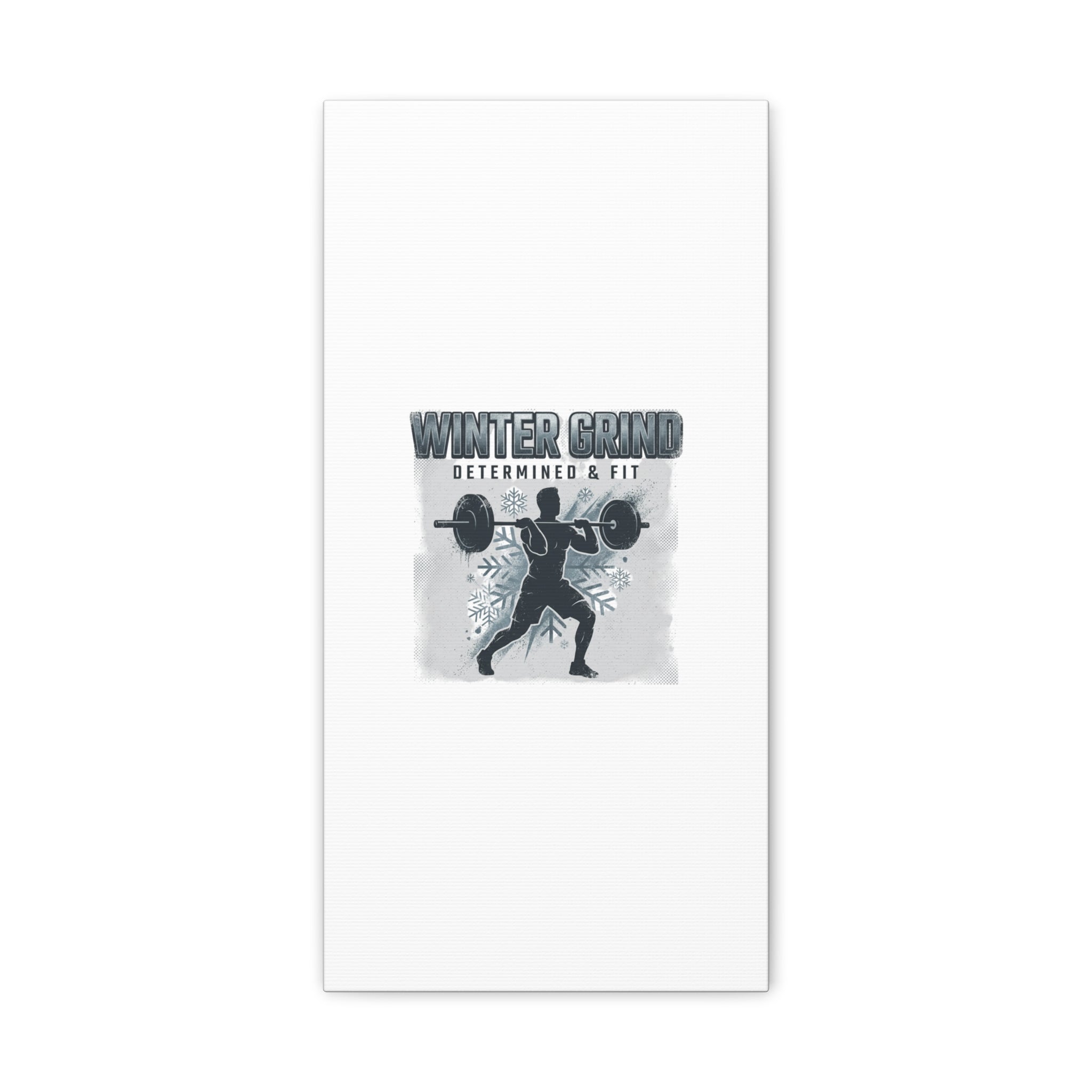 Winter Grind Barbell Canvas | Motivational Gym Art, Winter Workout Decor