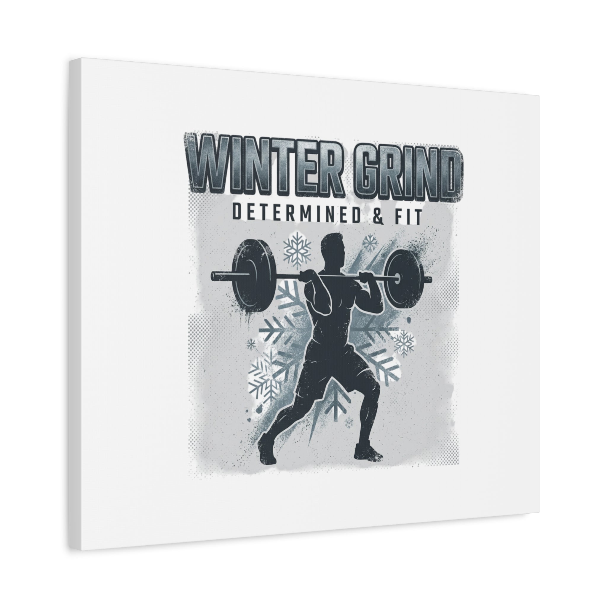 Winter Grind Barbell Canvas | Motivational Gym Art, Winter Workout Decor