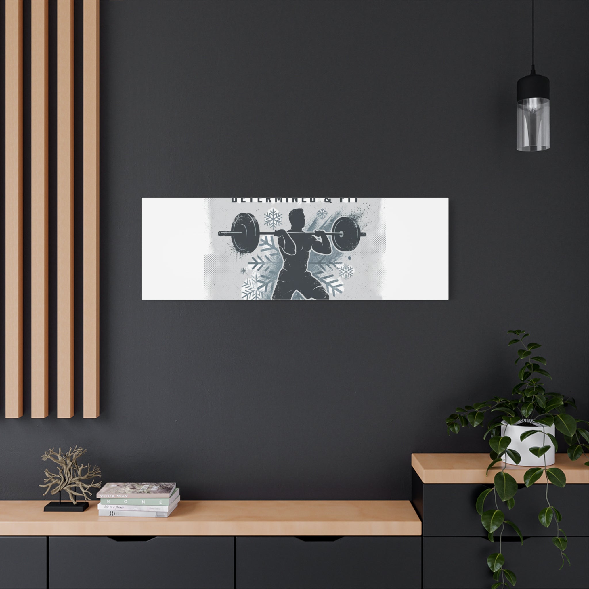 Winter Grind Barbell Canvas | Motivational Gym Art, Winter Workout Decor