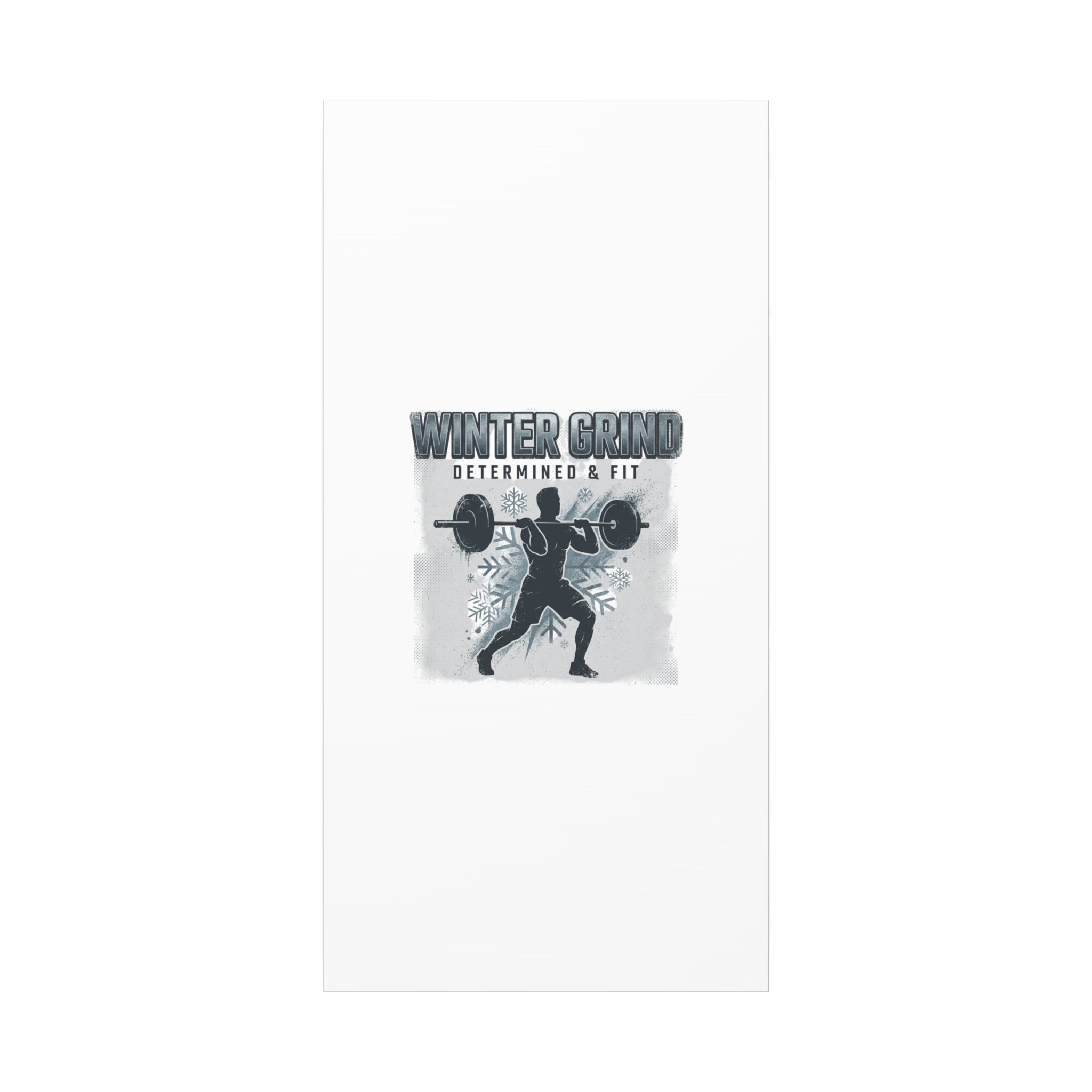 Winter Grind Barbell Canvas | Motivational Gym Art, Winter Workout Decor