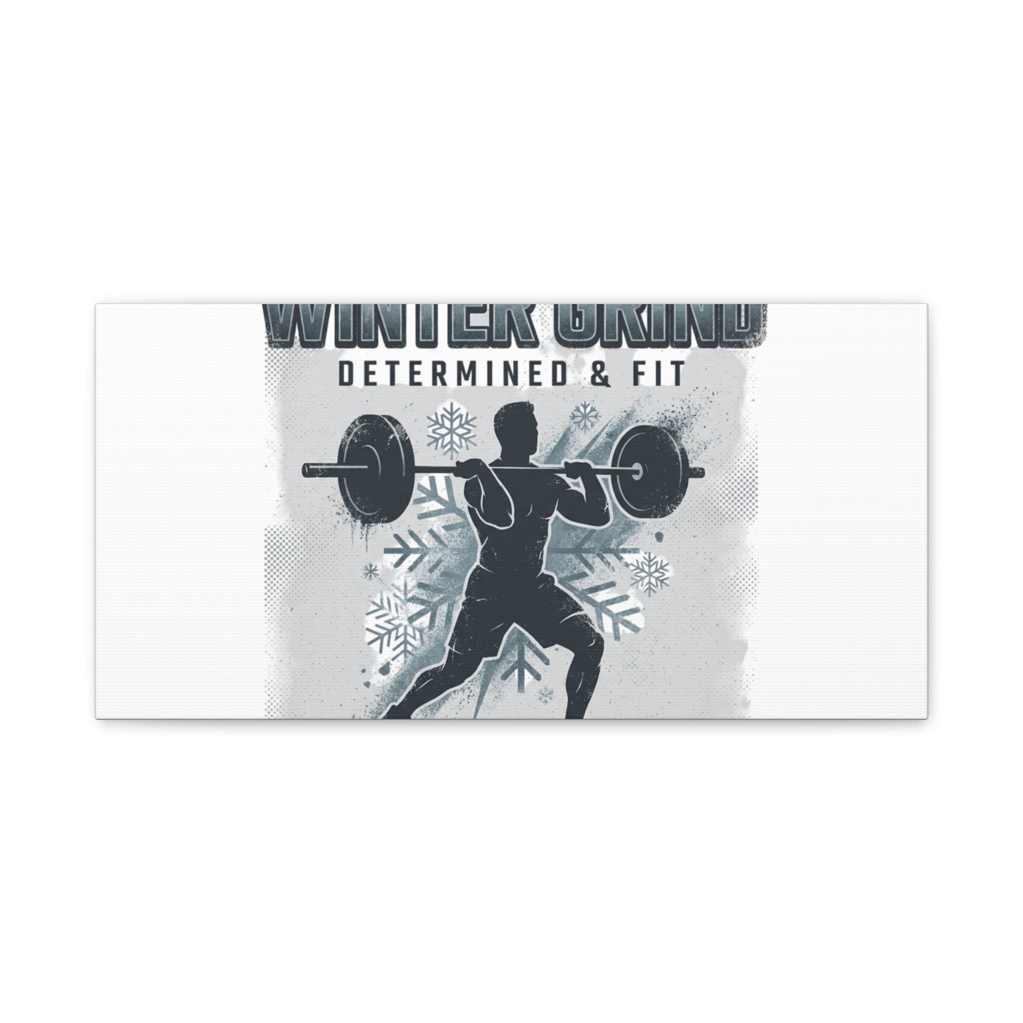 Winter Grind Barbell Canvas | Motivational Gym Art, Winter Workout Decor