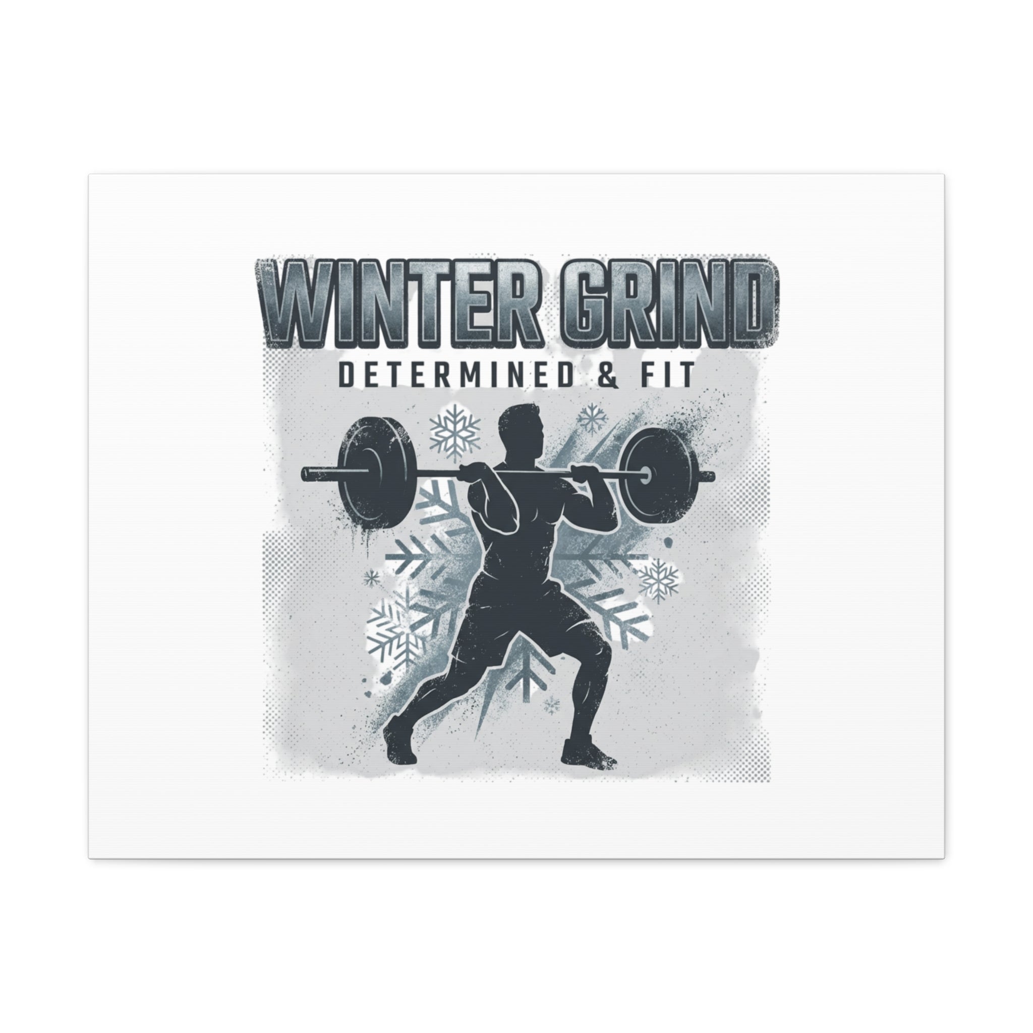 Winter Grind Barbell Canvas | Motivational Gym Art, Winter Workout Decor