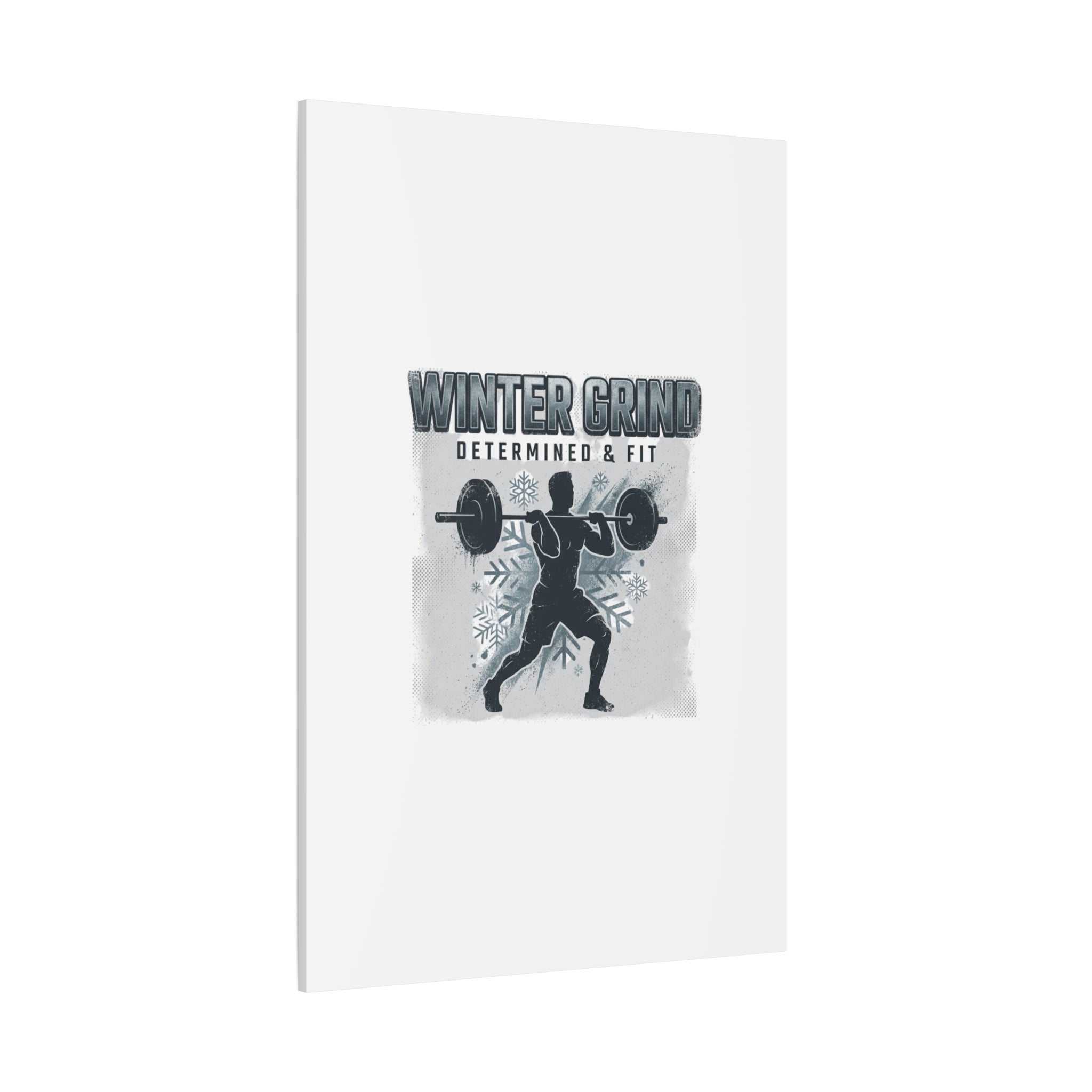 Winter Grind Barbell Canvas | Motivational Gym Art, Winter Workout Decor