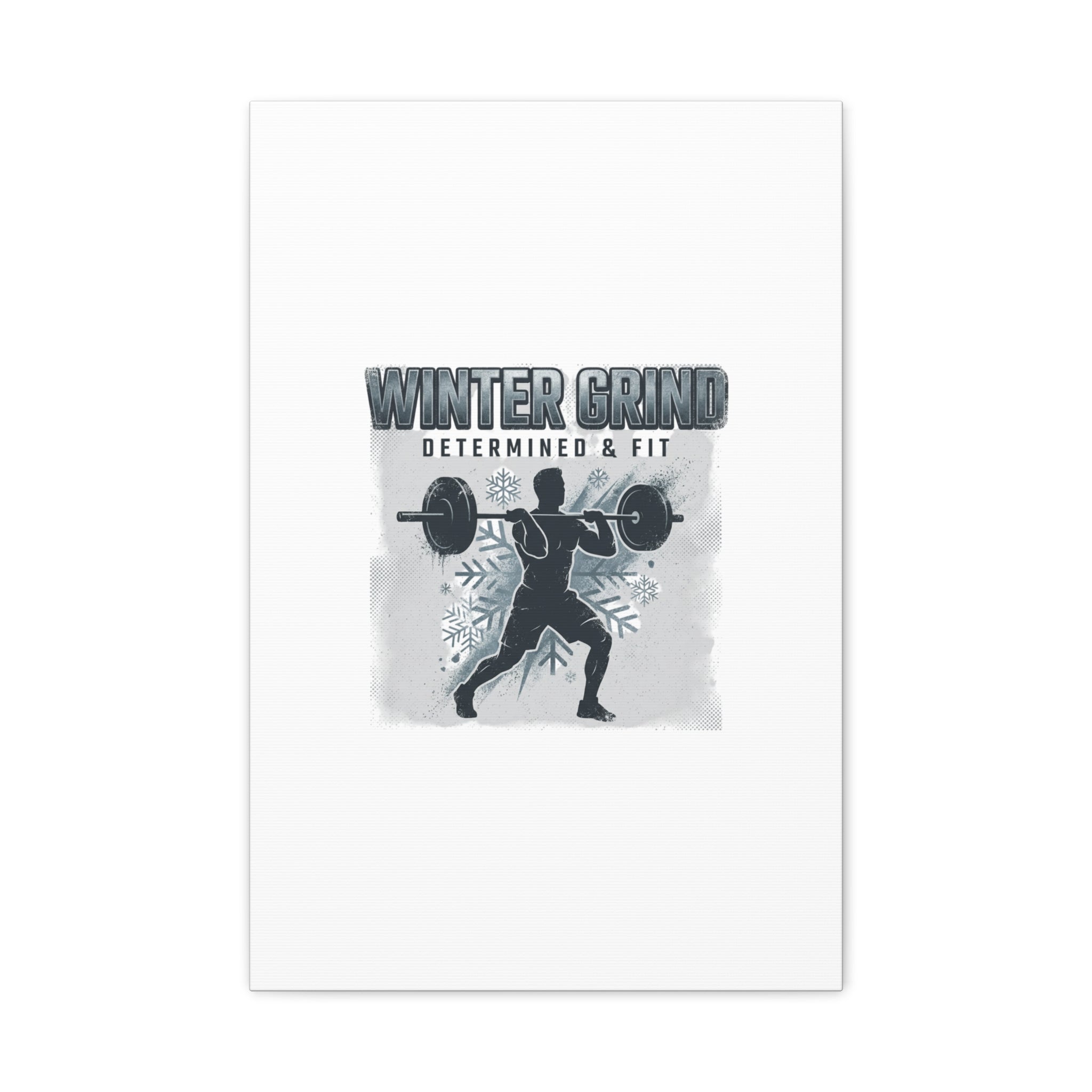 Winter Grind Barbell Canvas | Motivational Gym Art, Winter Workout Decor