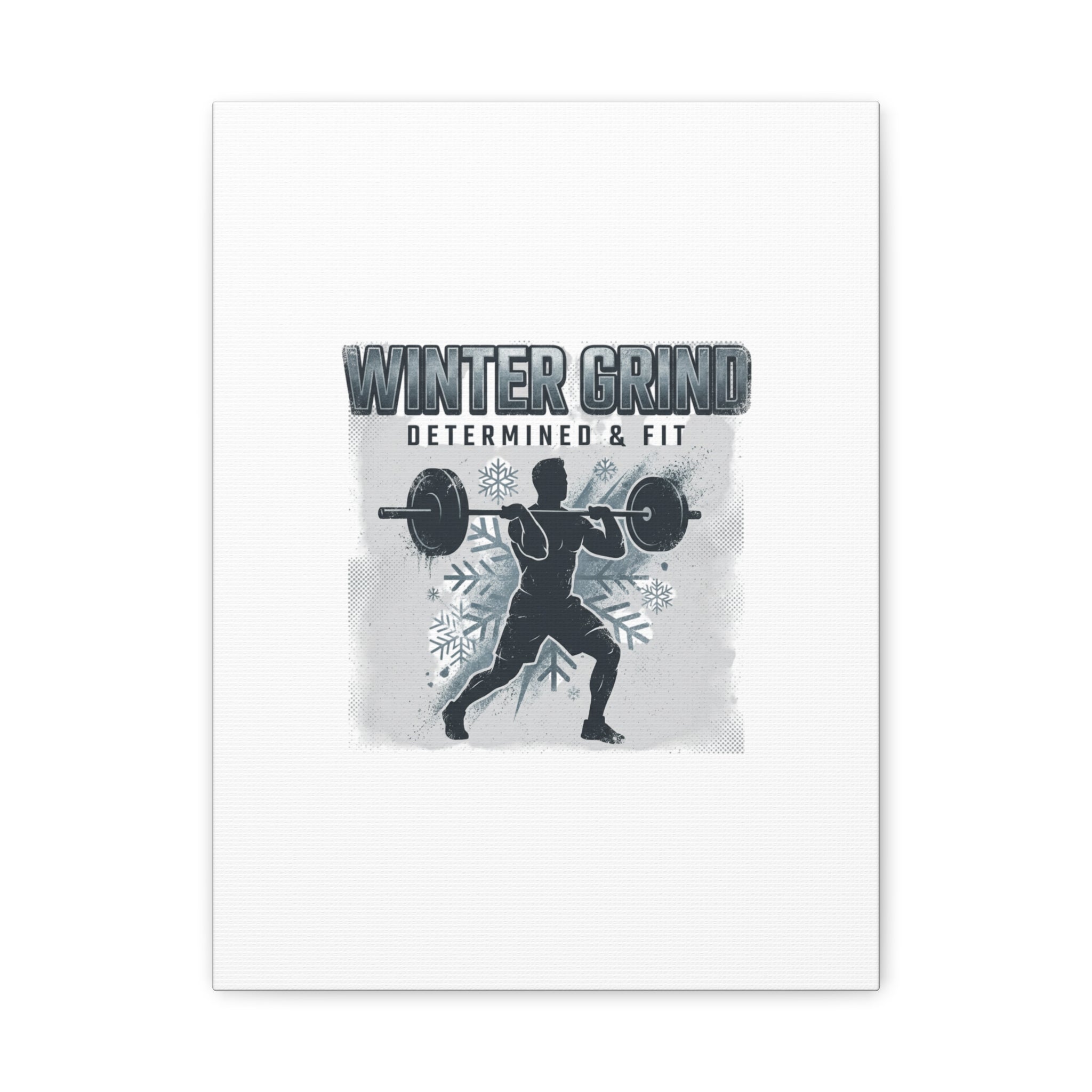 Winter Grind Barbell Canvas | Motivational Gym Art, Winter Workout Decor