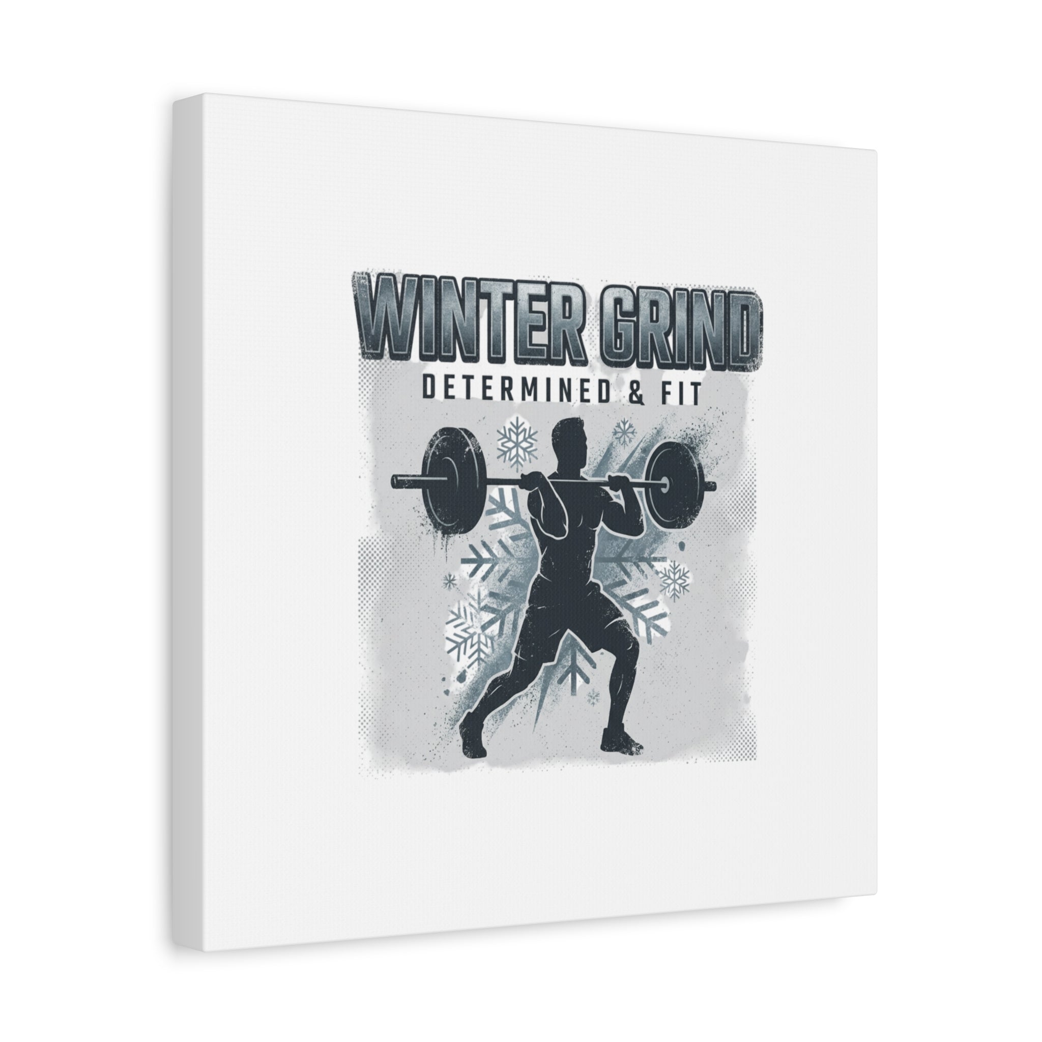 Winter Grind Barbell Canvas | Motivational Gym Art, Winter Workout Decor