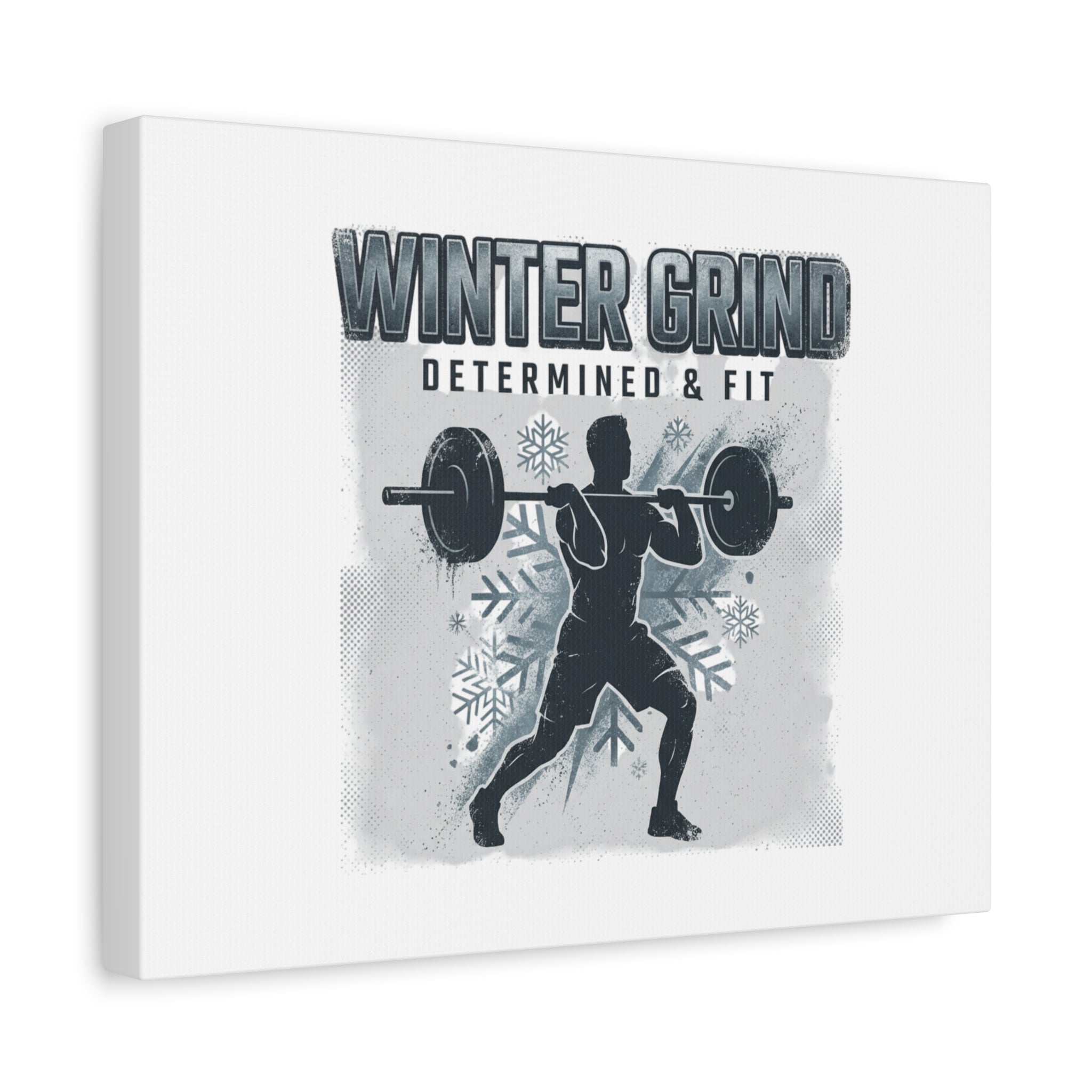 Winter Grind Barbell Canvas | Motivational Gym Art, Winter Workout Decor