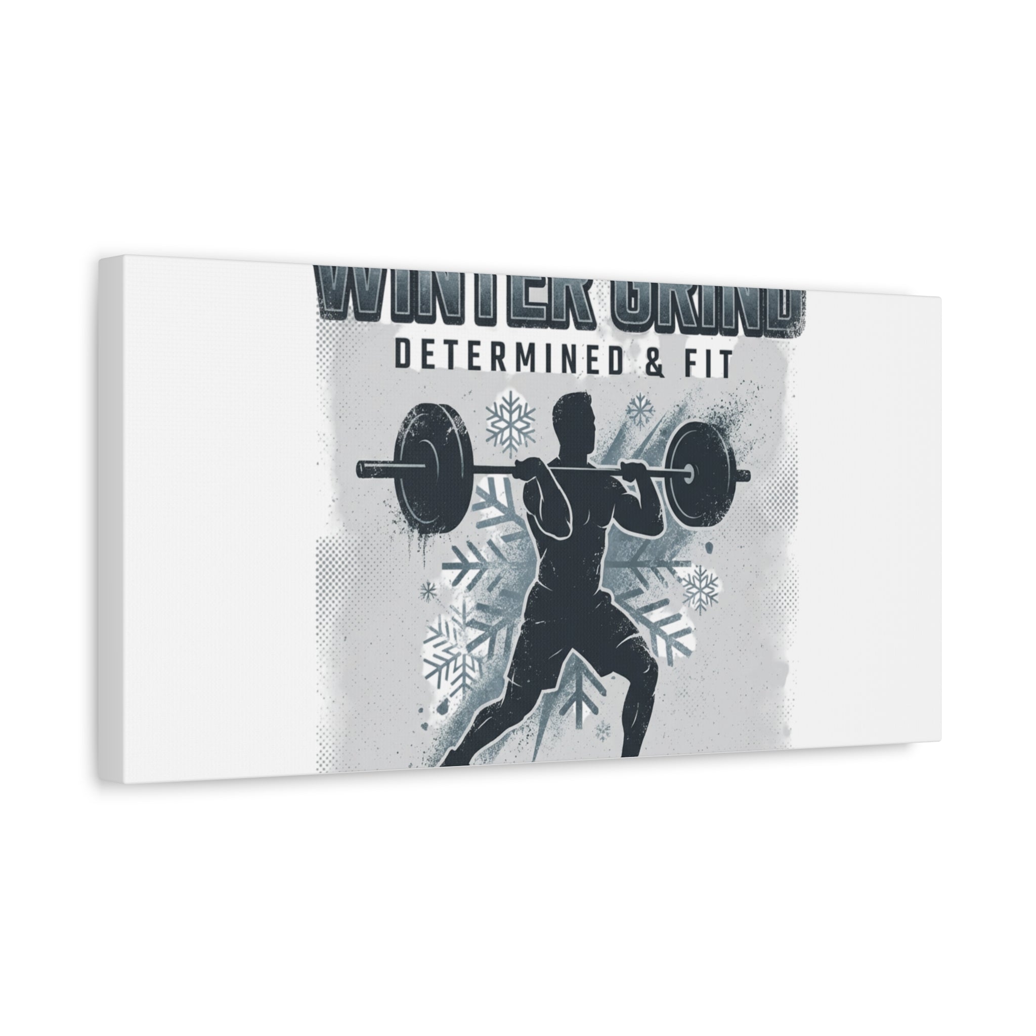 Winter Grind Barbell Canvas | Motivational Gym Art, Winter Workout Decor