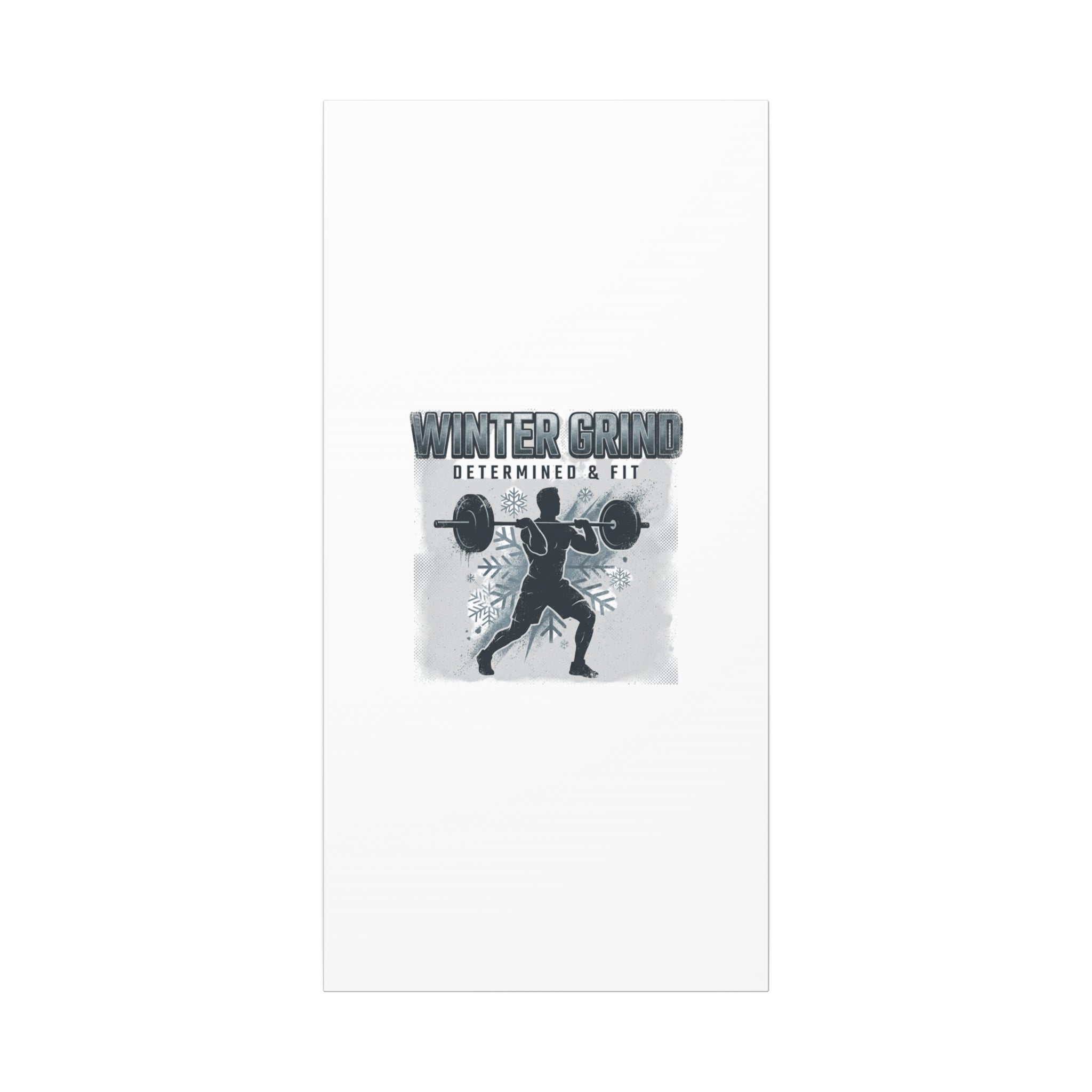 Winter Grind Barbell Canvas | Motivational Gym Art, Winter Workout Decor