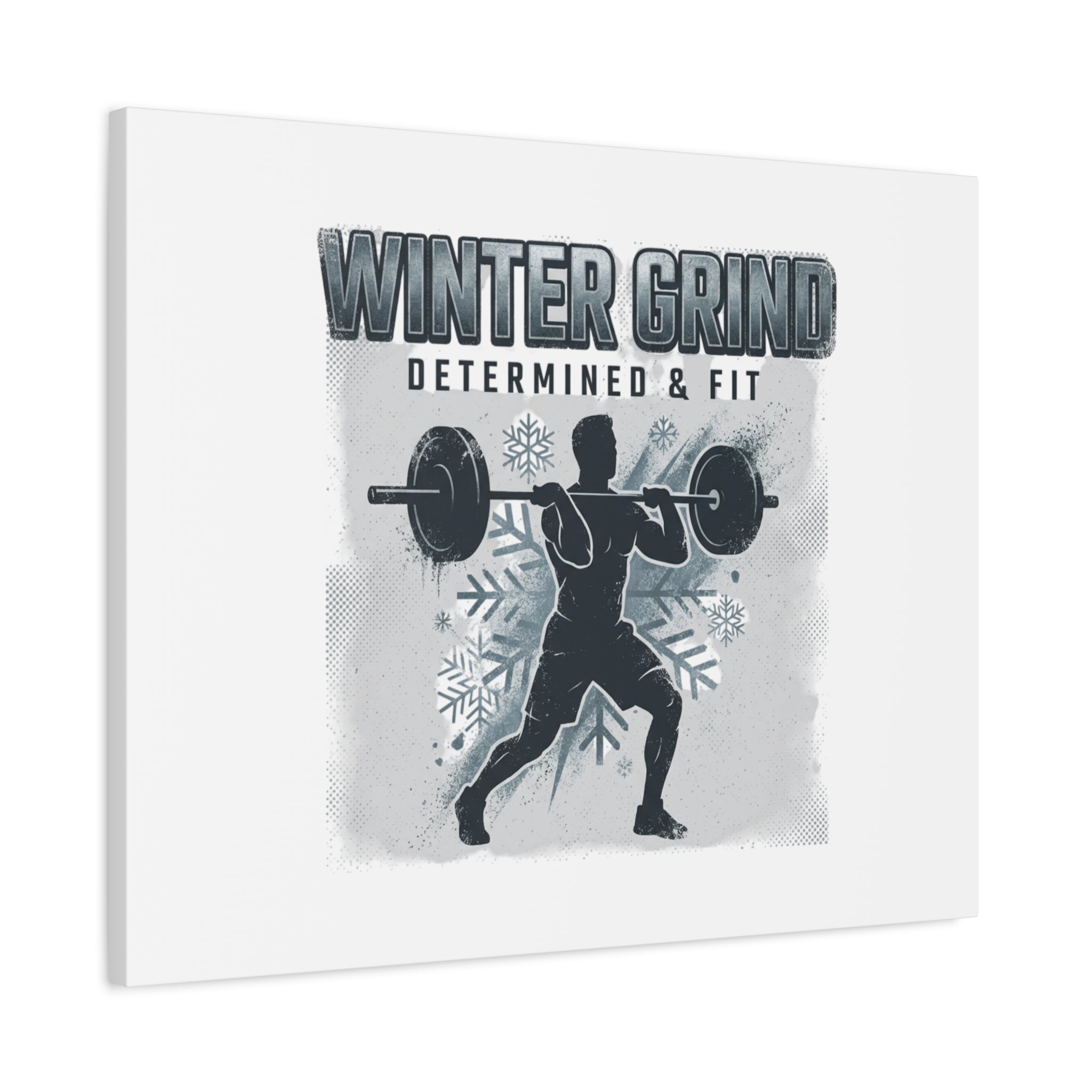 Winter Grind Barbell Canvas | Motivational Gym Art, Winter Workout Decor